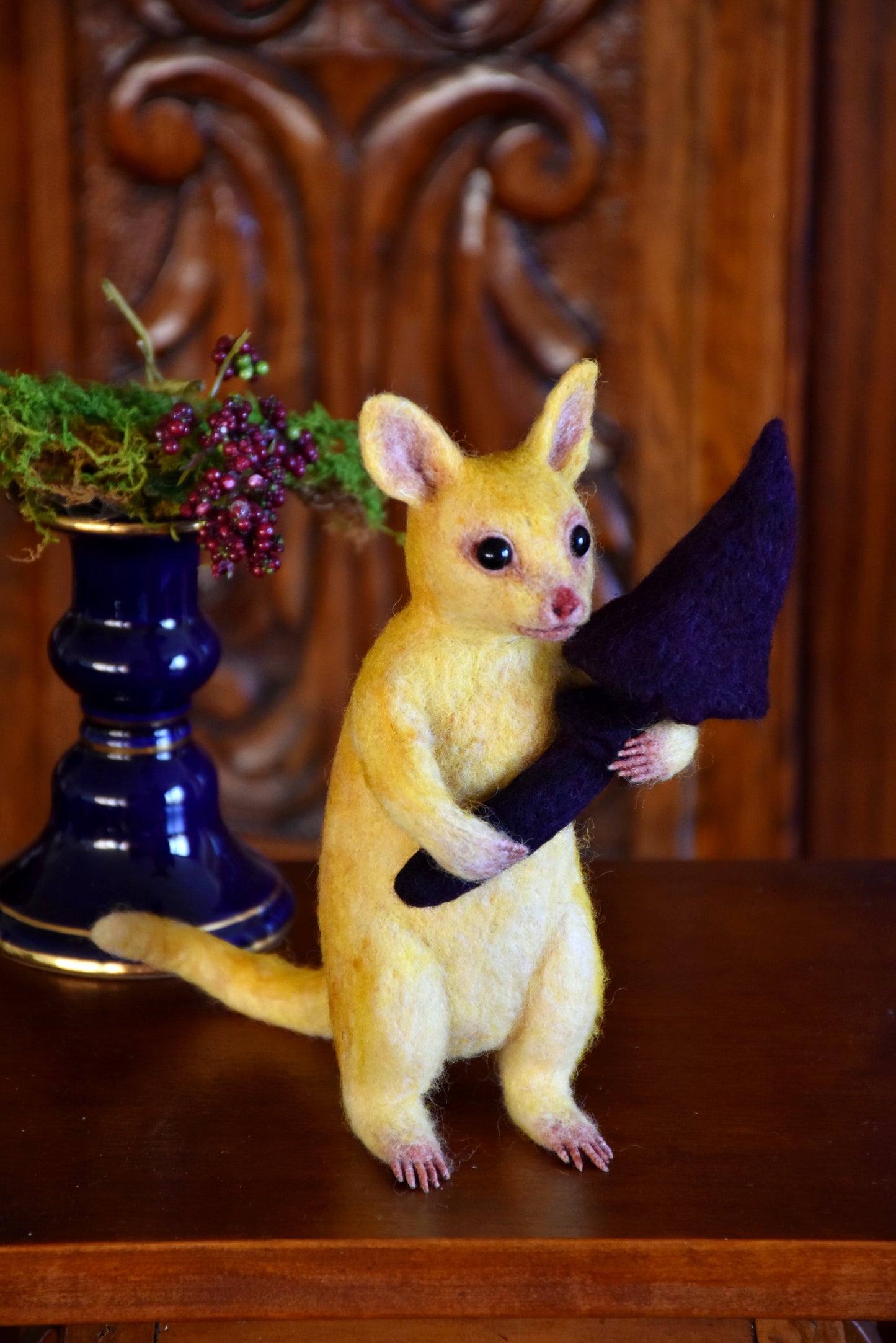 Needle Felted Brushtail Golden Possum