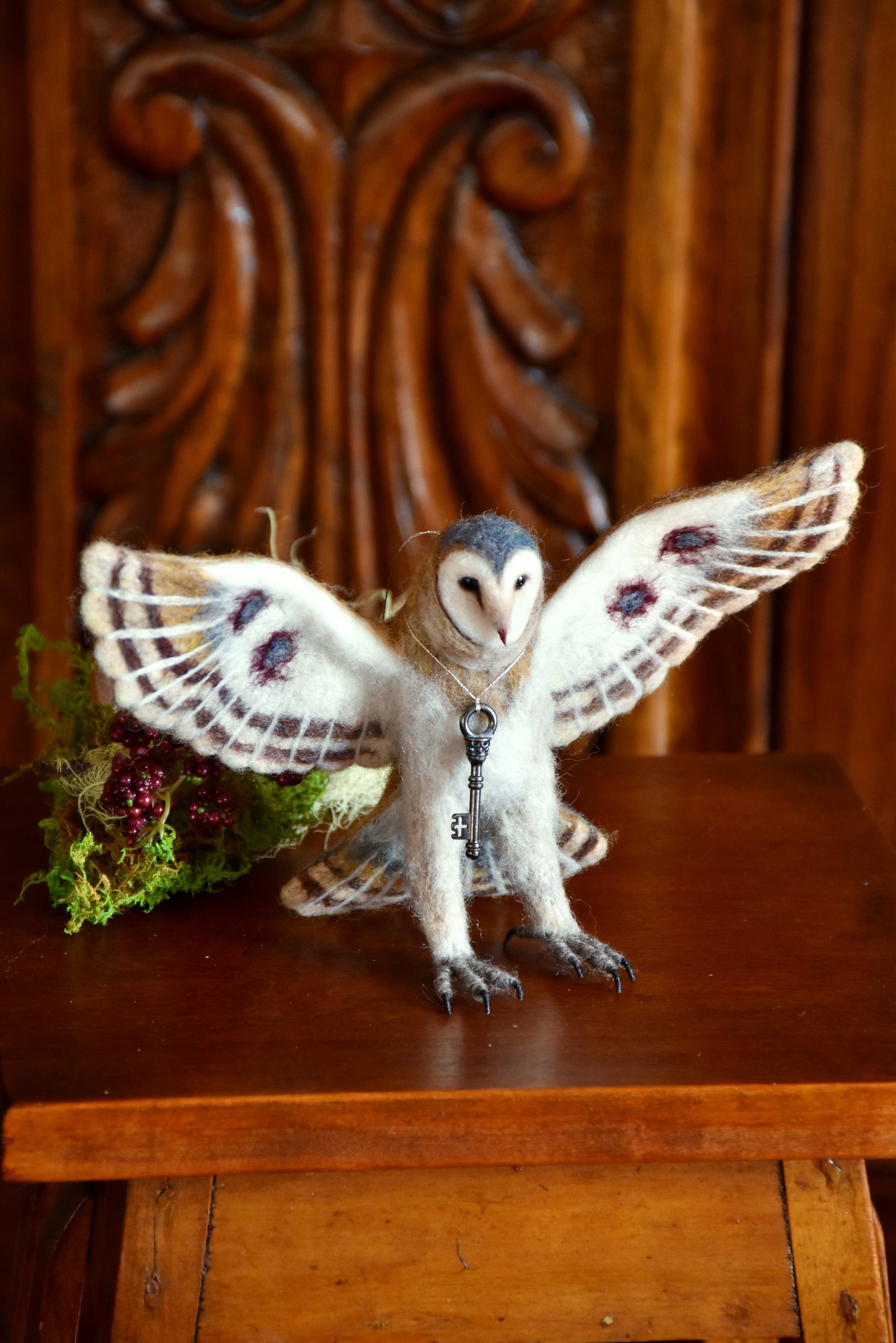 Needle Felted Little Flying Barn Owl