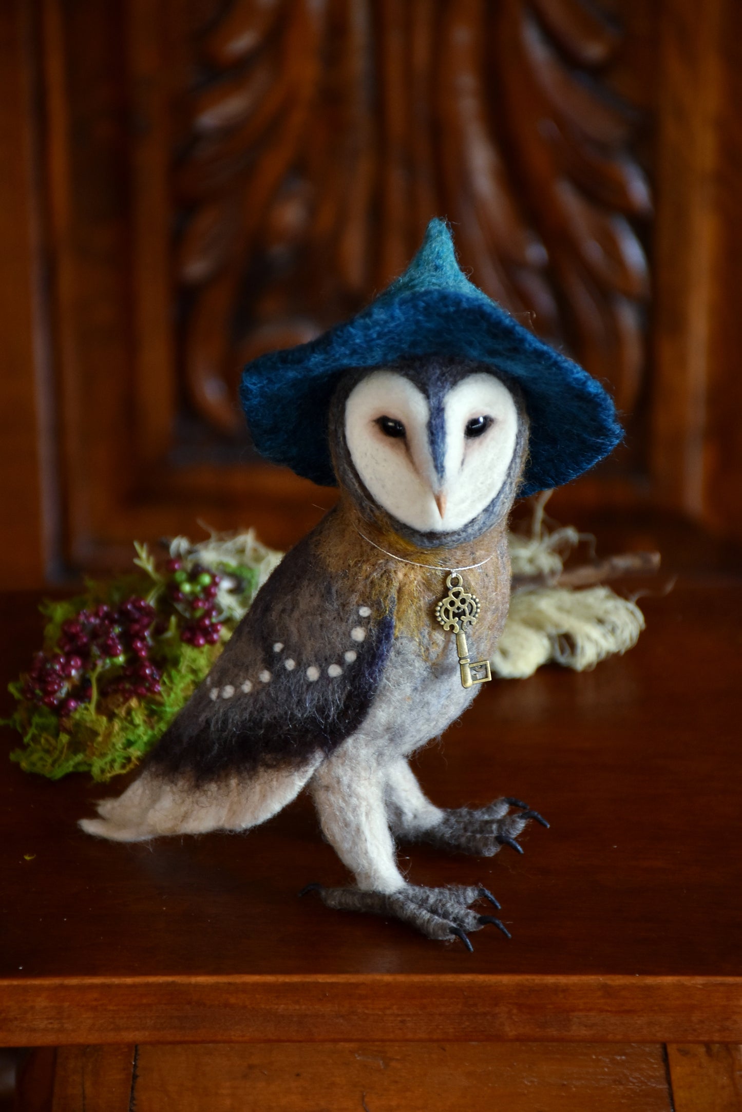 Needle Felted Barn Owl Witch