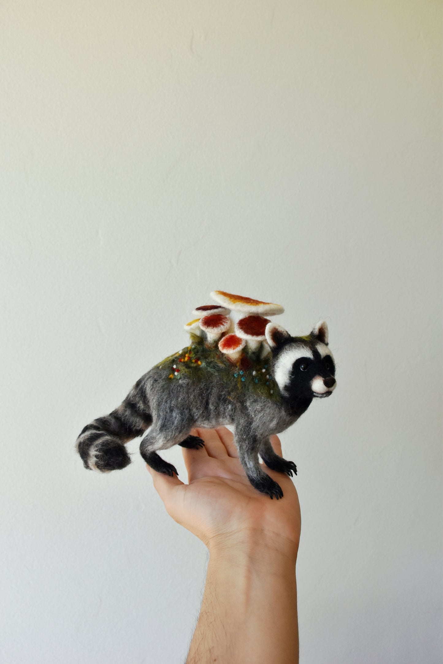 Needle Felted Fungous Raccoon