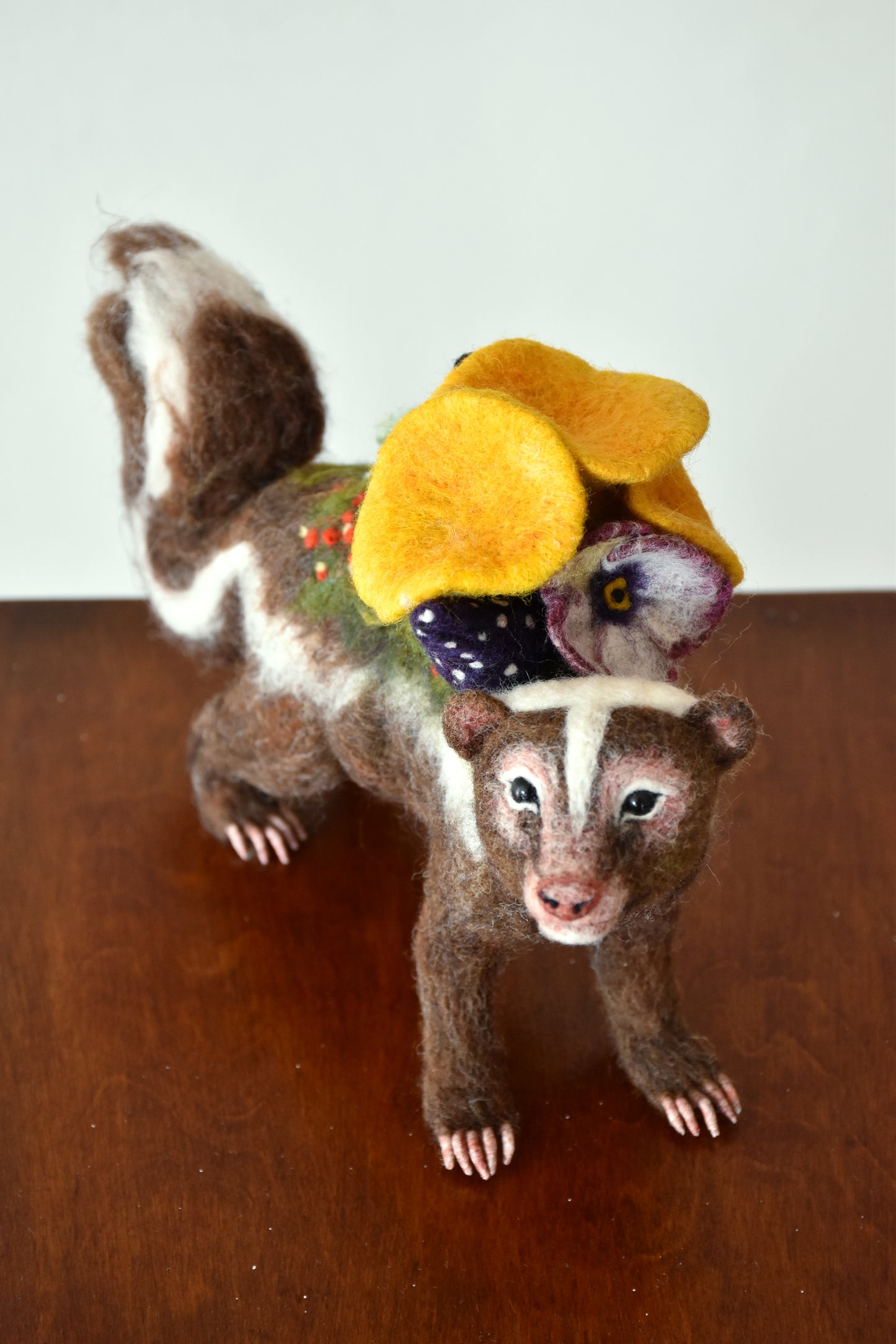 Needle Felted Brown Skunk Bound by Nature
