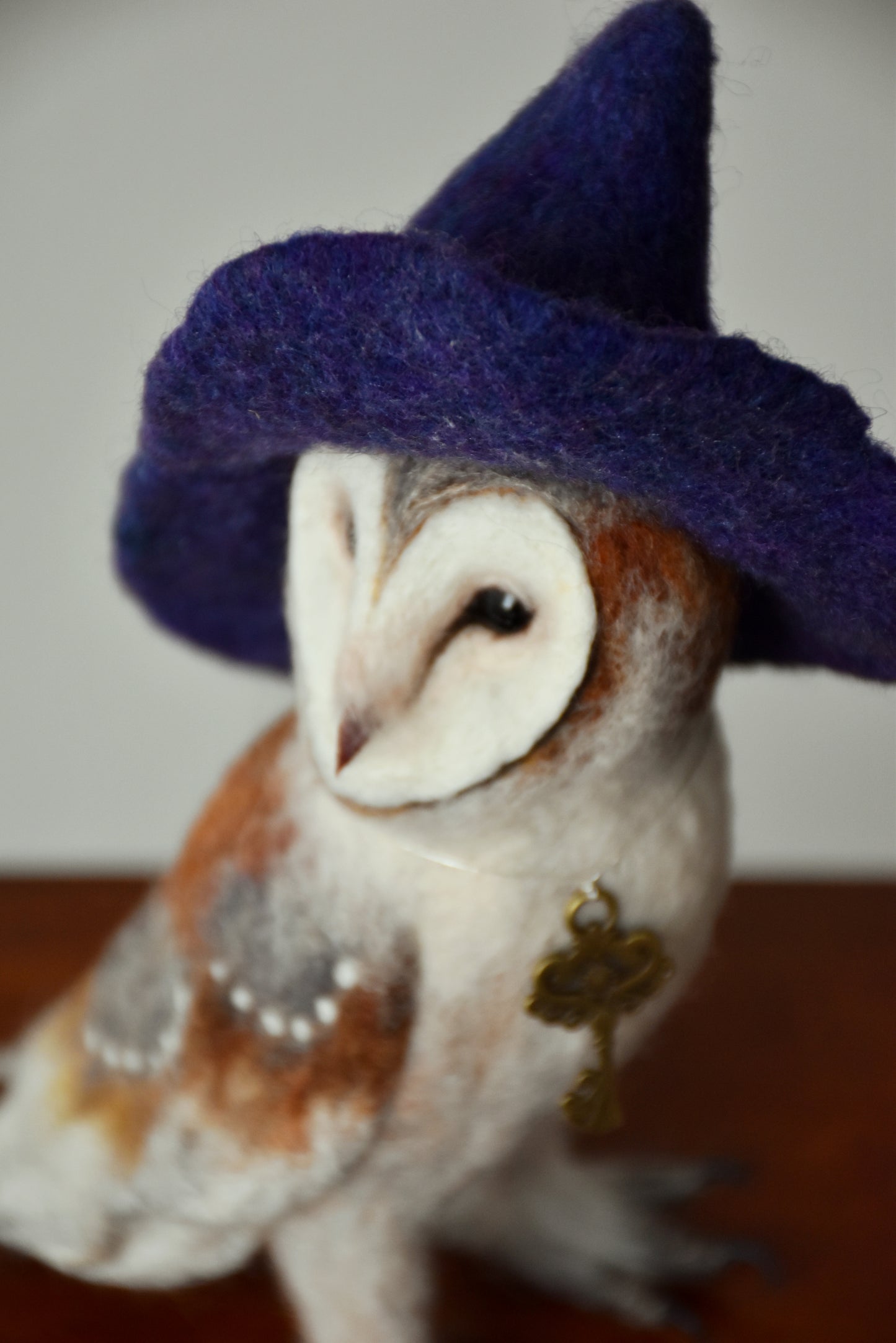 Needle Felted Barn Owl with Hat