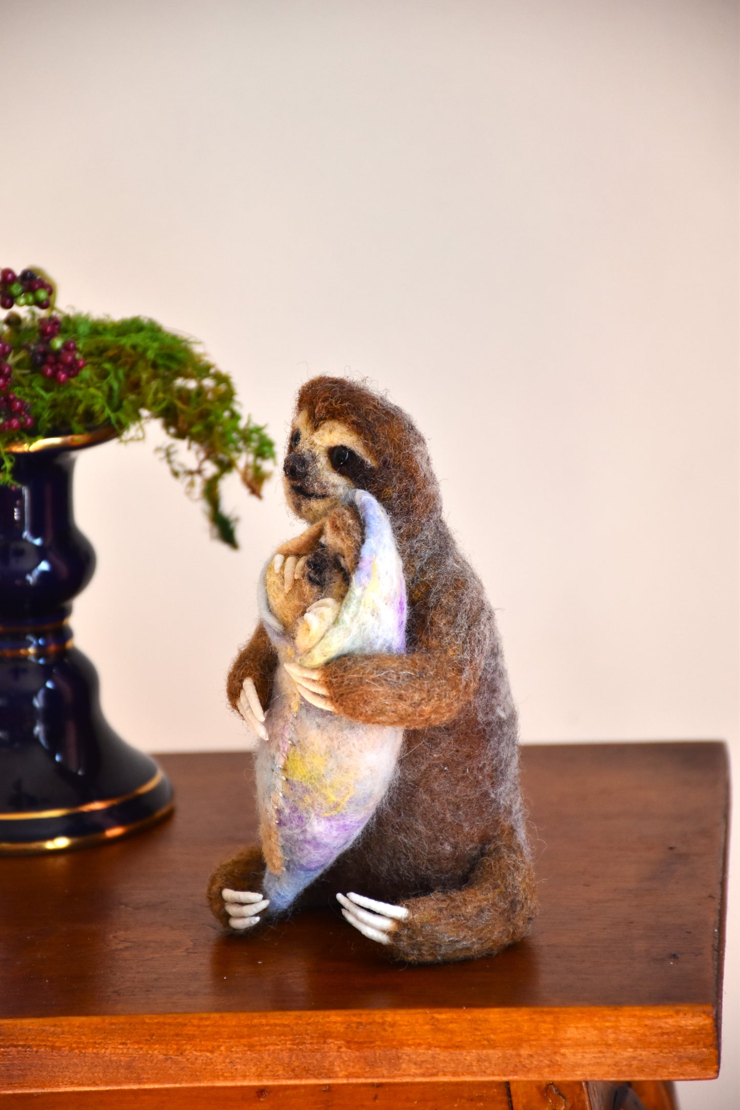 Needle Felted Sloth and Baby sloth