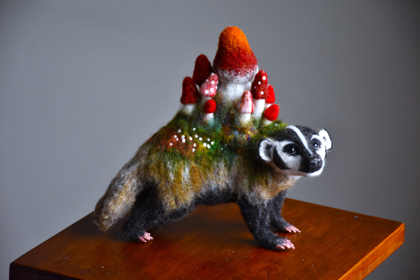 Needle Felted Badger of the Flowers ( Made to order)