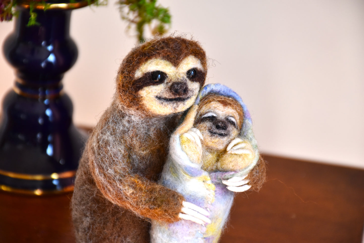 Needle Felted Sloth and Baby sloth