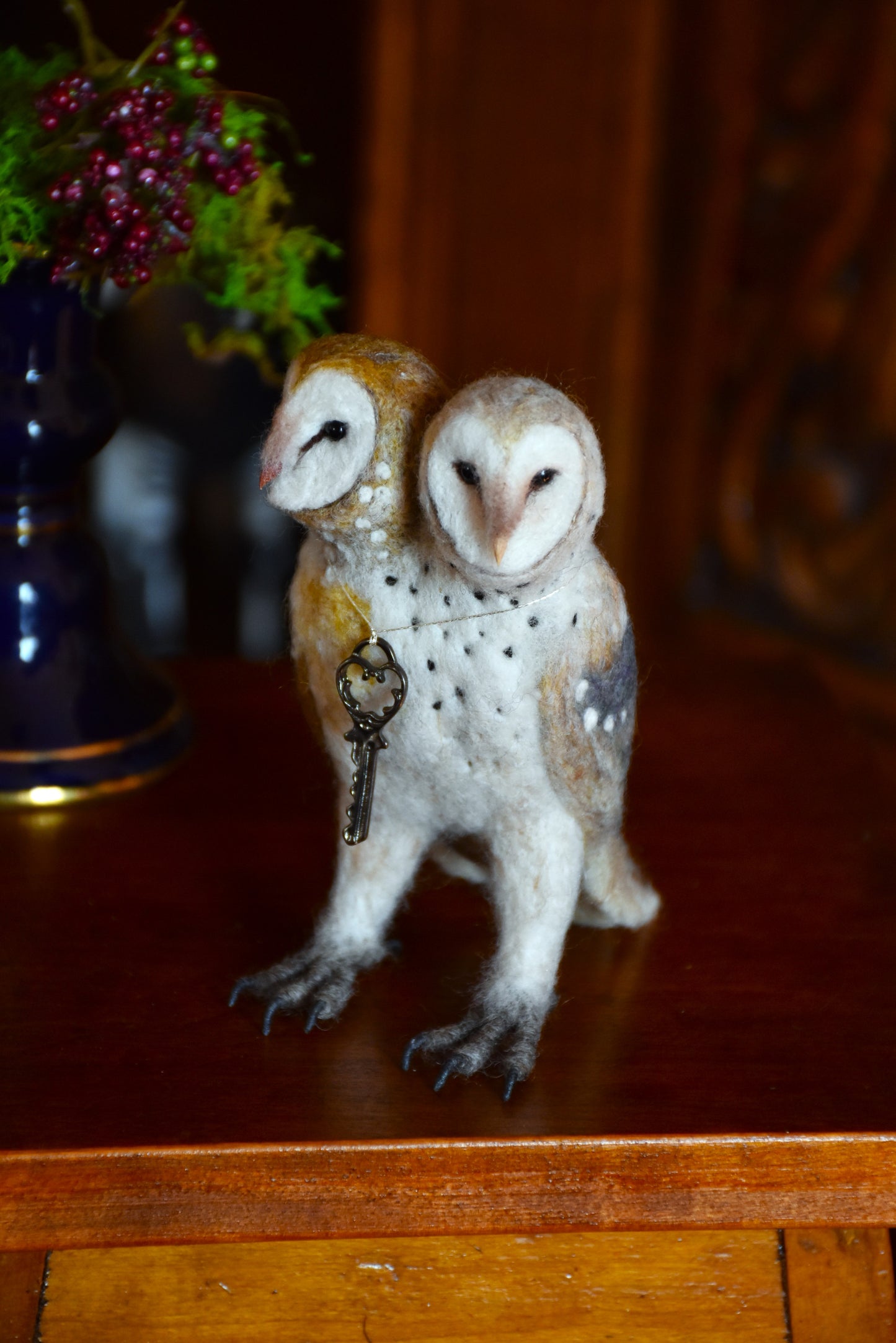 Needle Felted Siamese Barn Owl