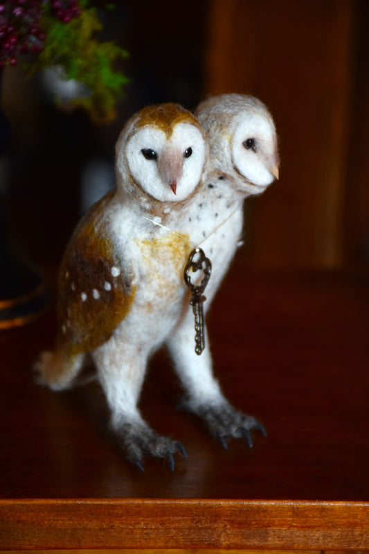 Needle Felted Siamese Barn Owl