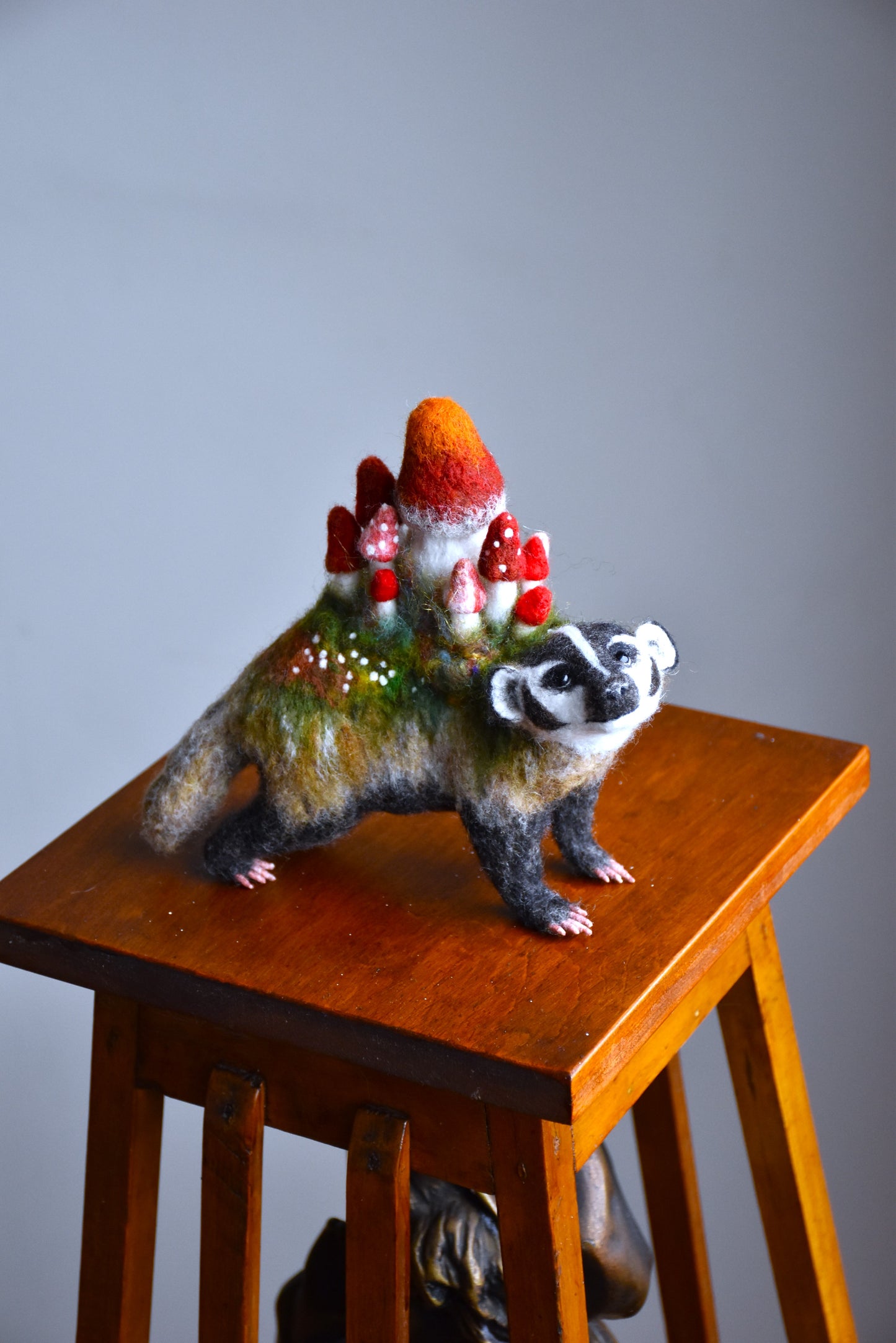 Needle Felted Badger of the Flowers ( Made to order)