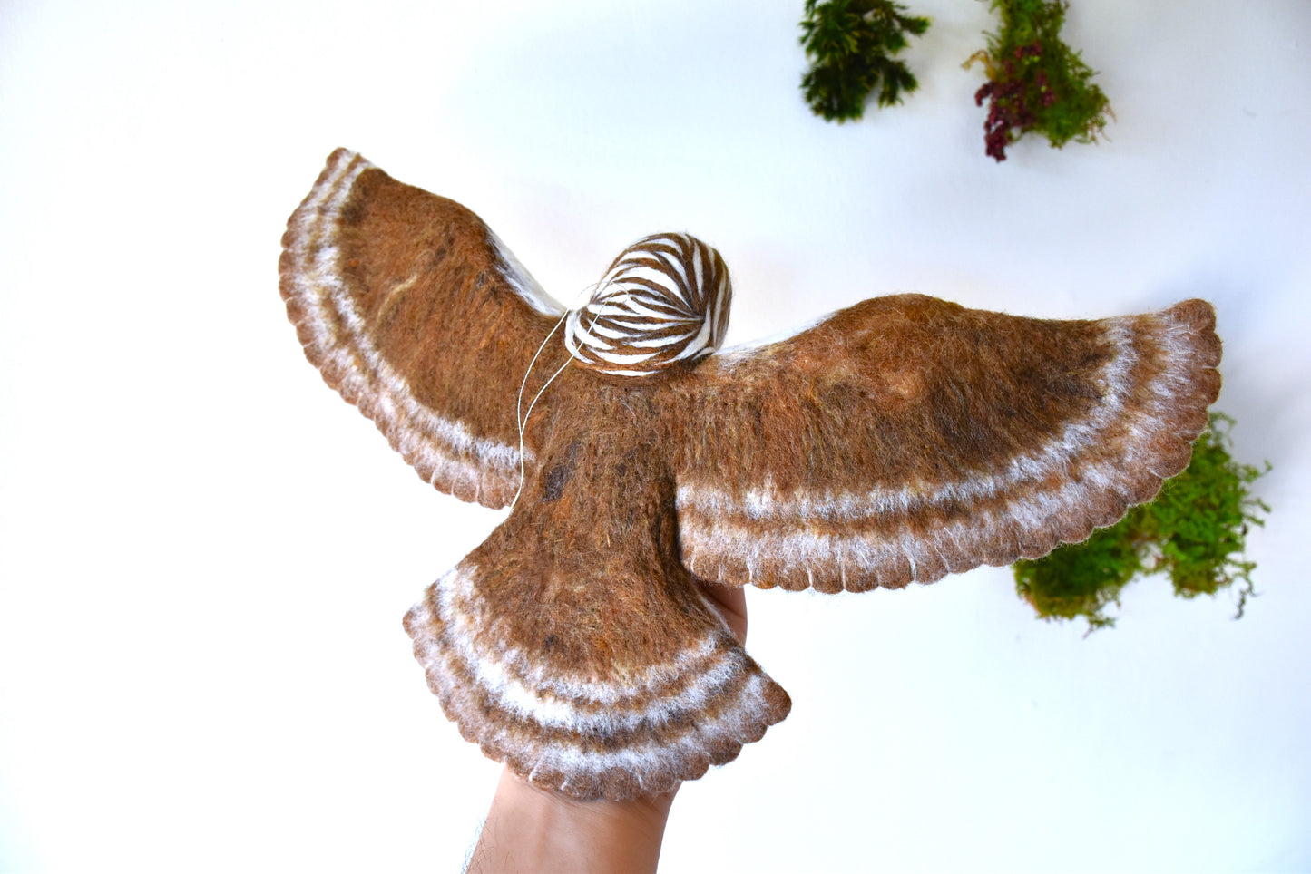 Needle Felted Flying Barred Owl