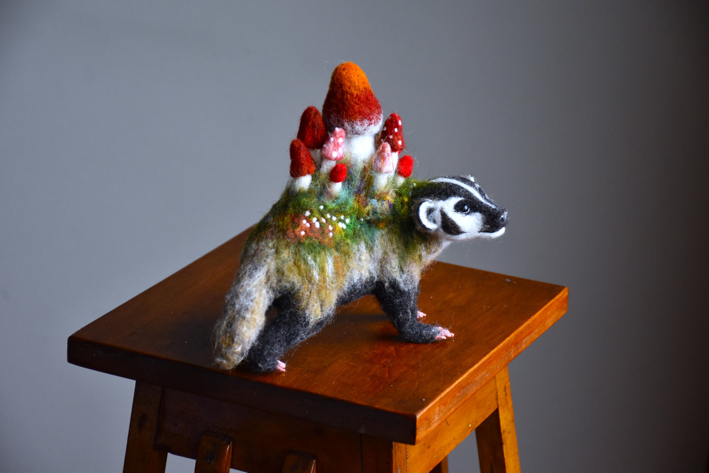 Needle Felted Badger of the Flowers ( Made to order)