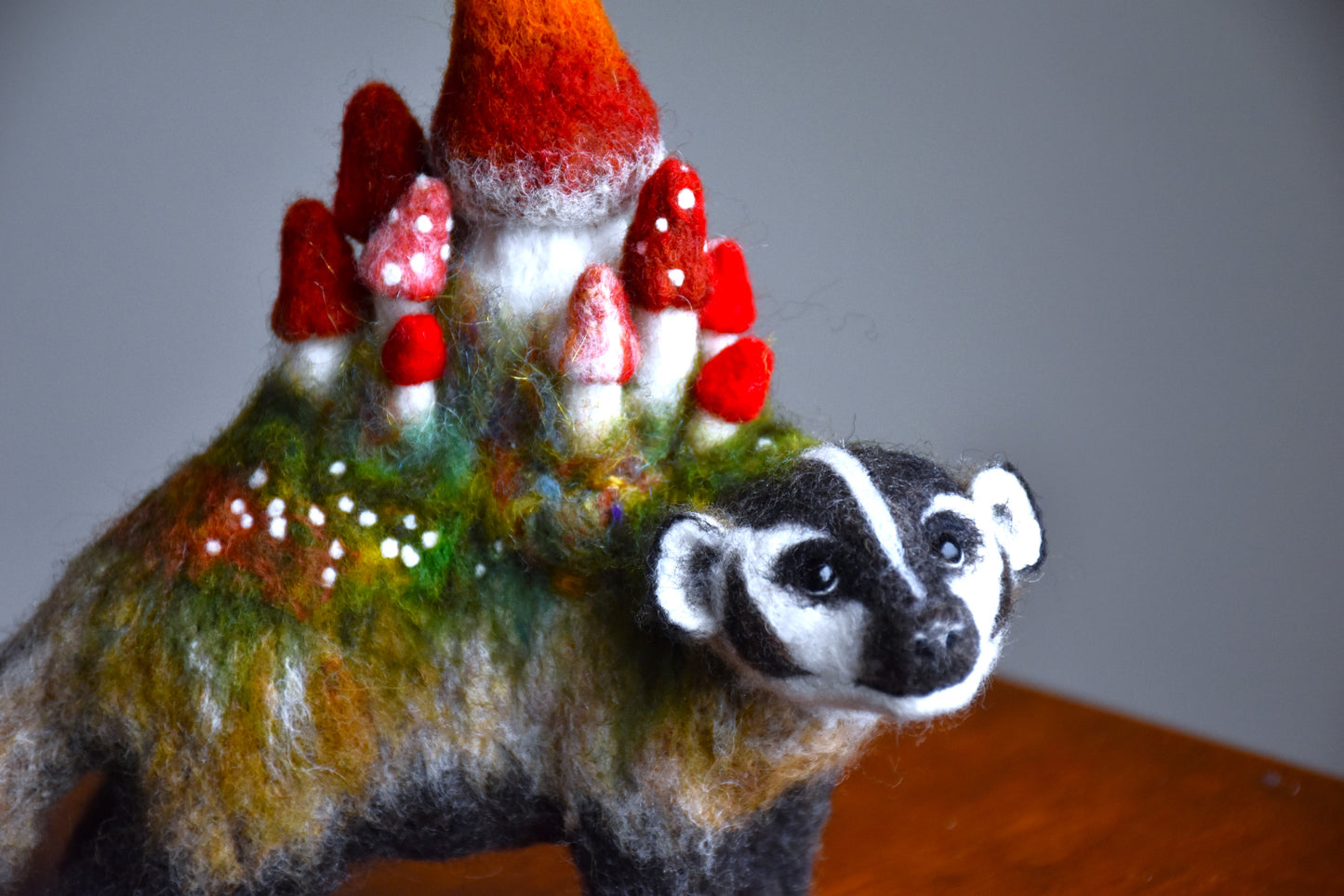 Needle Felted Badger of the Flowers ( Made to order)