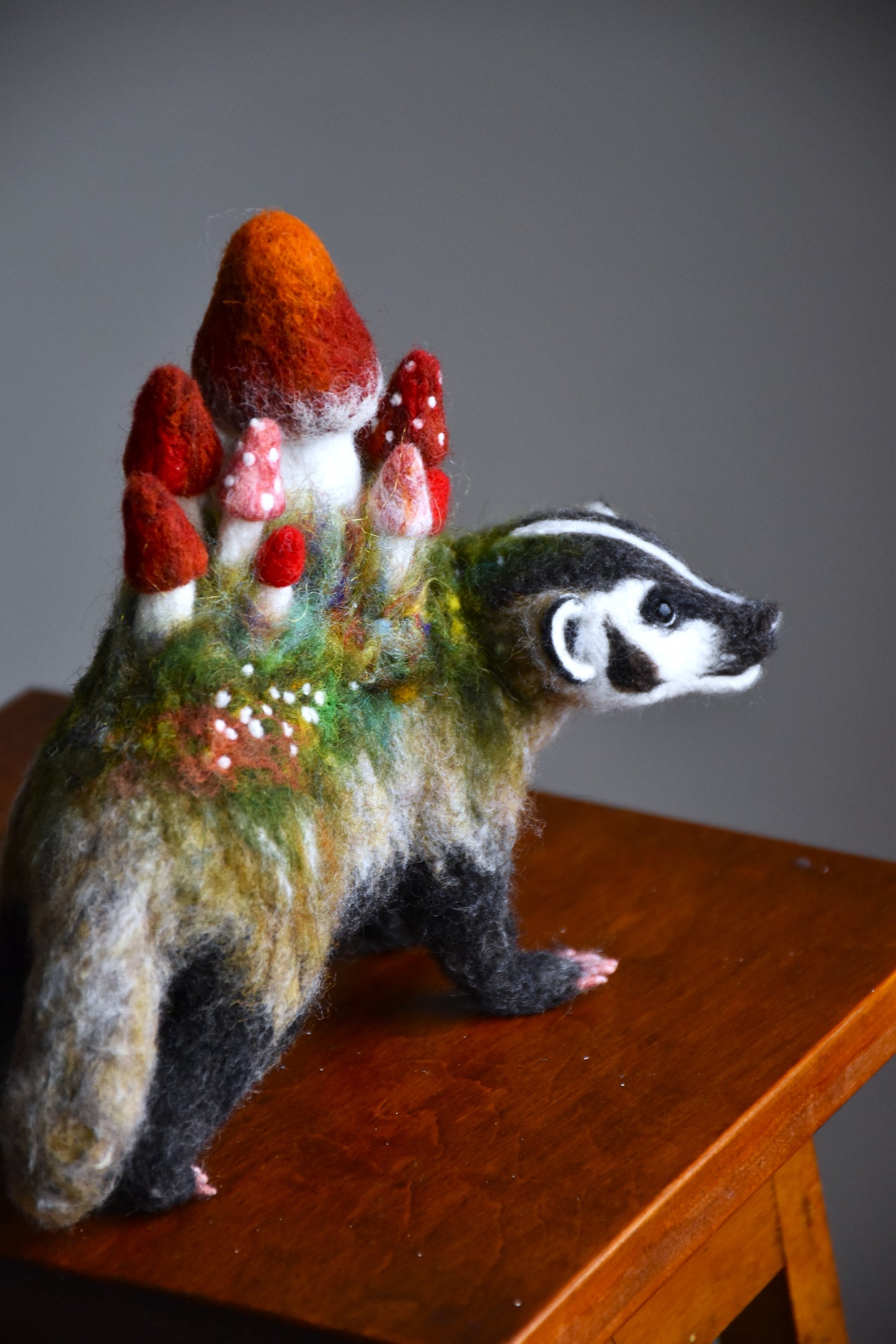 Needle Felted Badger of the Flowers ( Made to order)