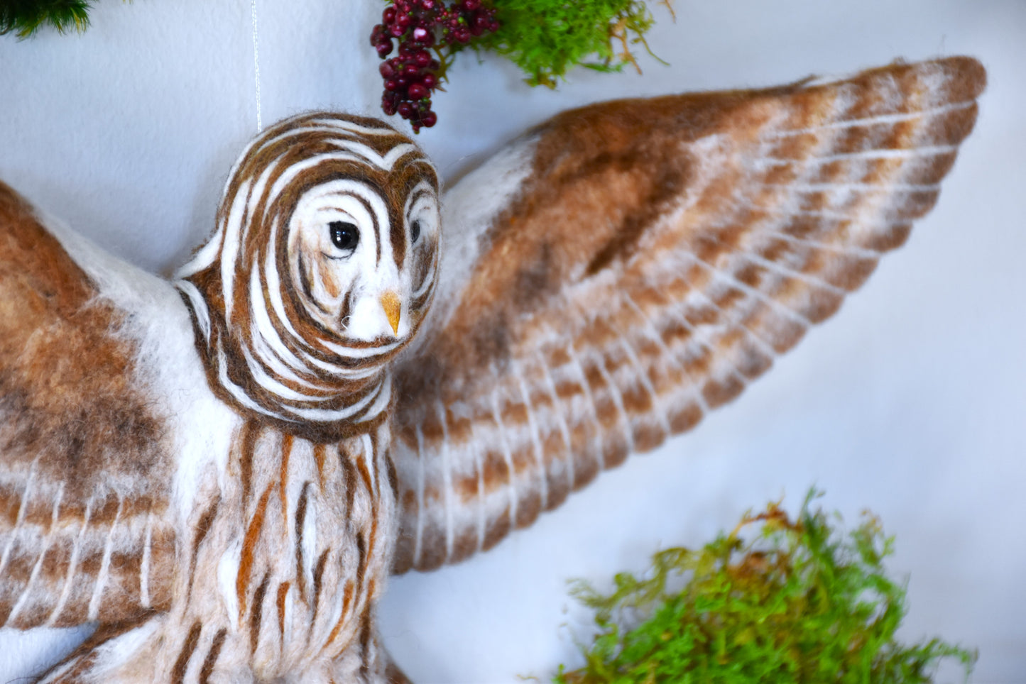 Needle Felted Flying Barred Owl