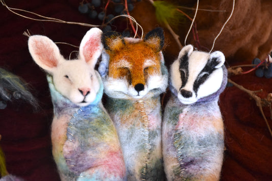 Needle Felted Pack Baby Animals wrapped in blanket (Hang-able)