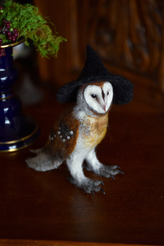 Needle Felted Little Witch  Barn Owl