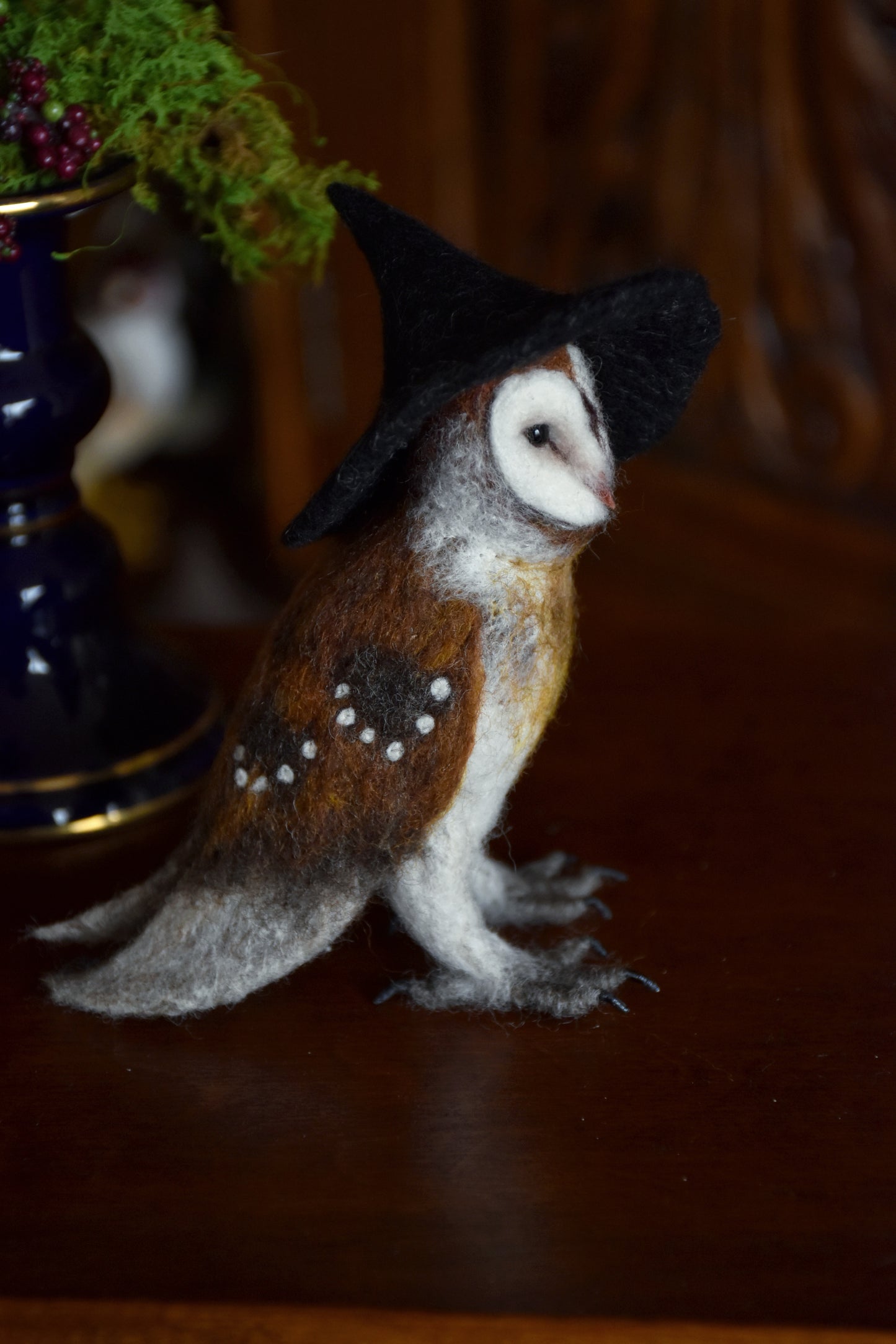 Needle Felted Little Witch  Barn Owl