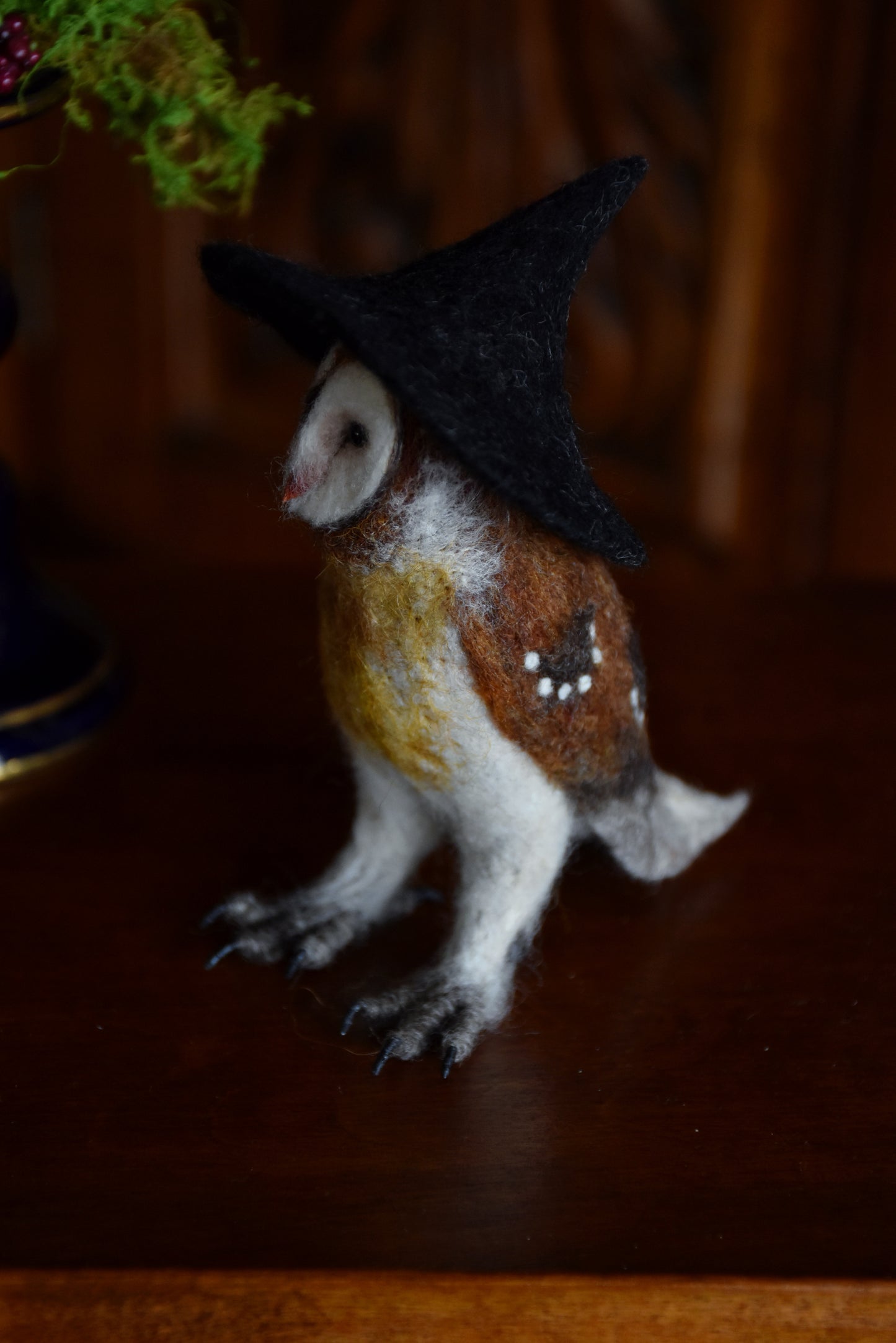 Needle Felted Little Witch  Barn Owl