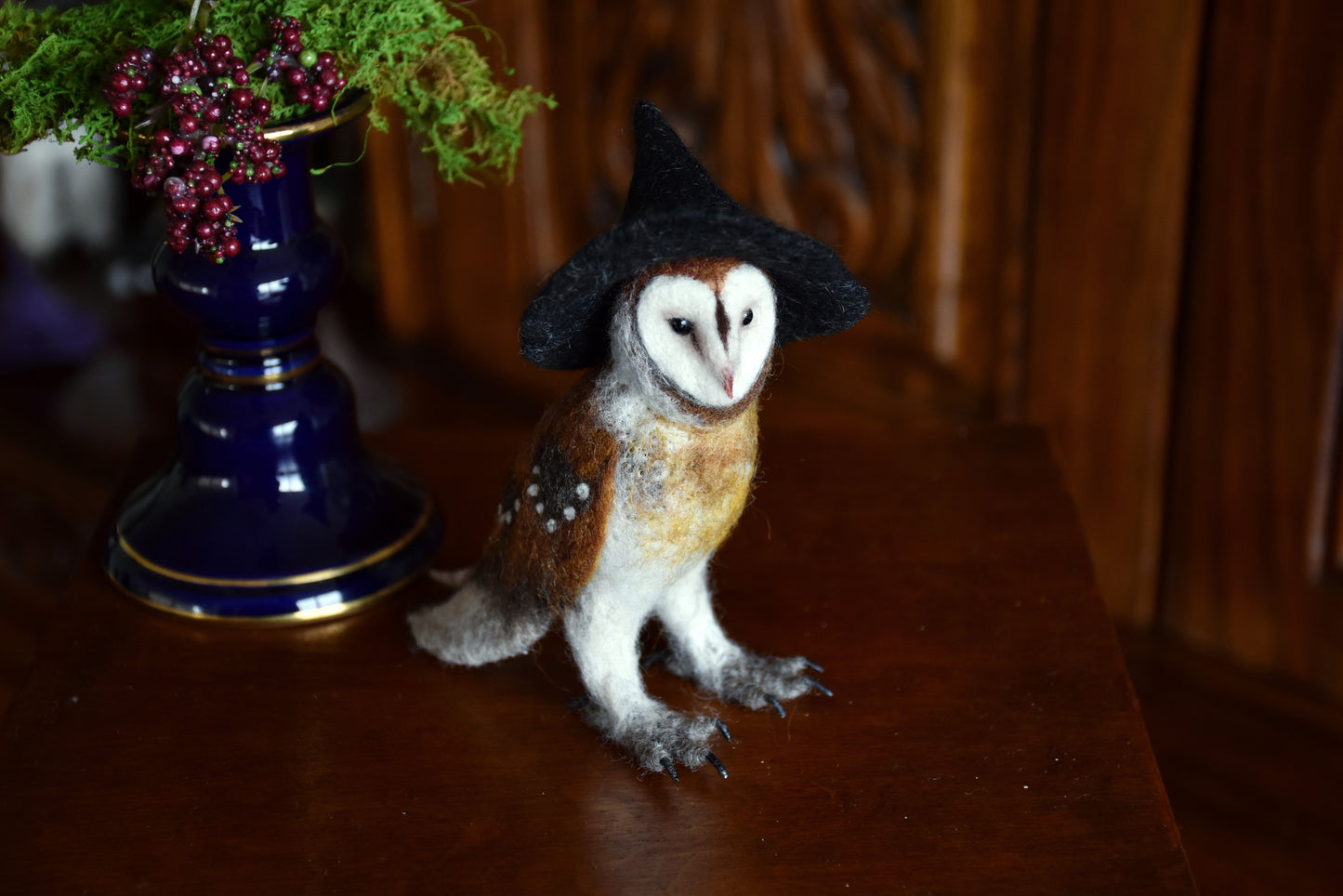 Needle Felted Little Witch  Barn Owl