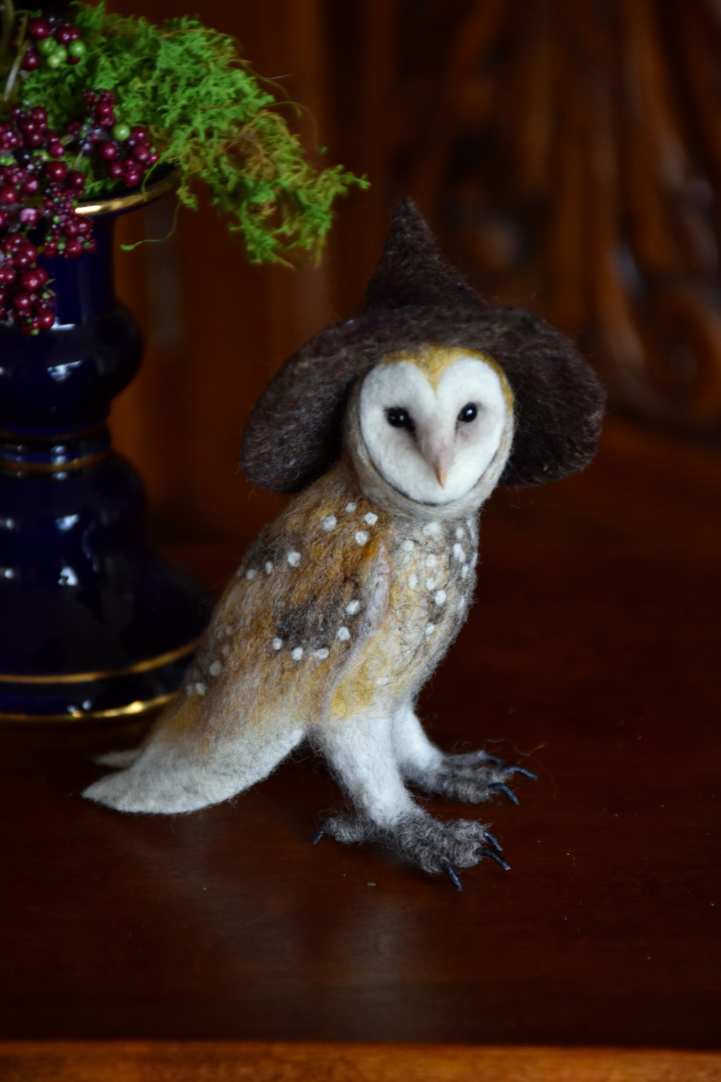 Needle Felted Little Witch  Barn Owl