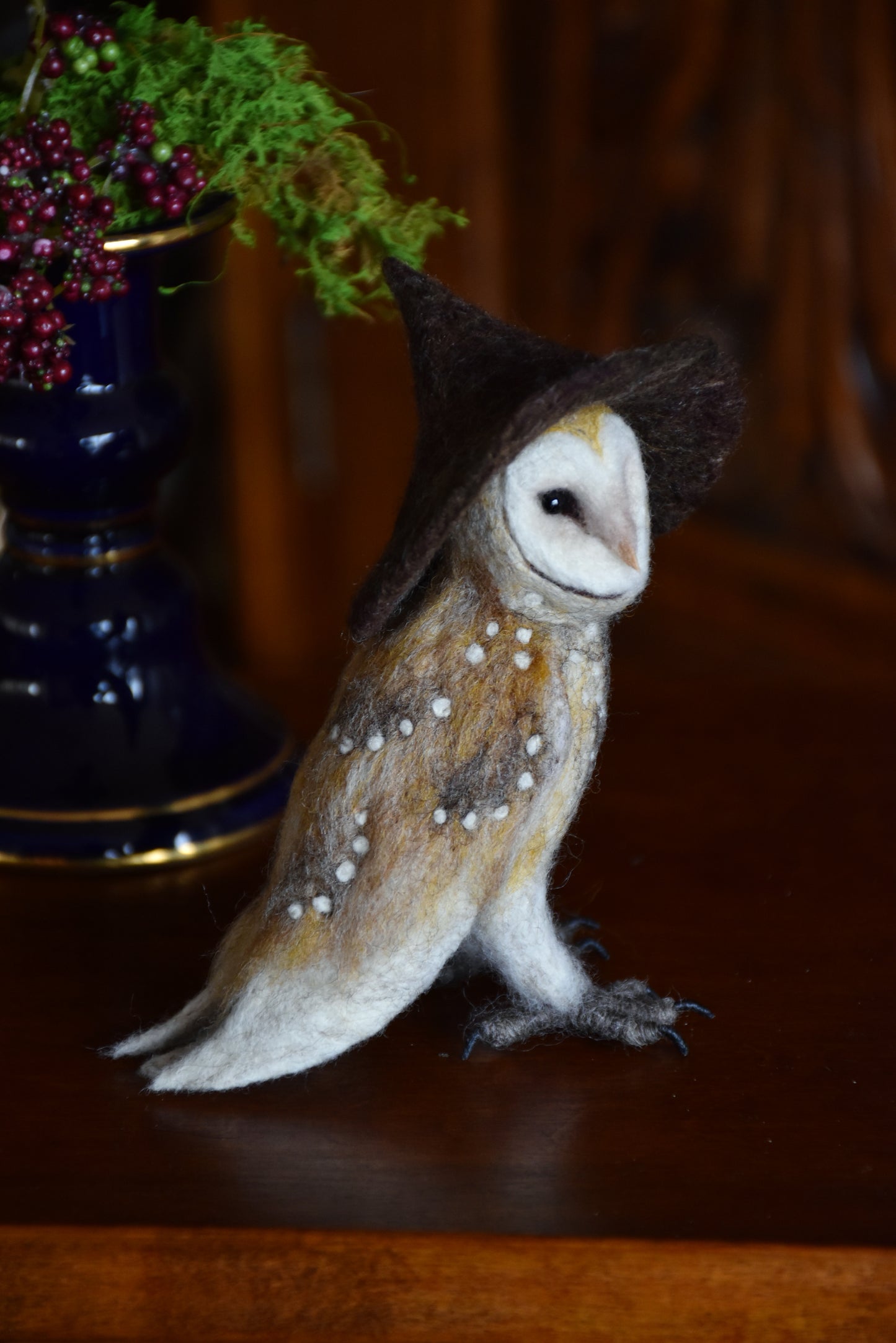 Needle Felted Little Witch  Barn Owl