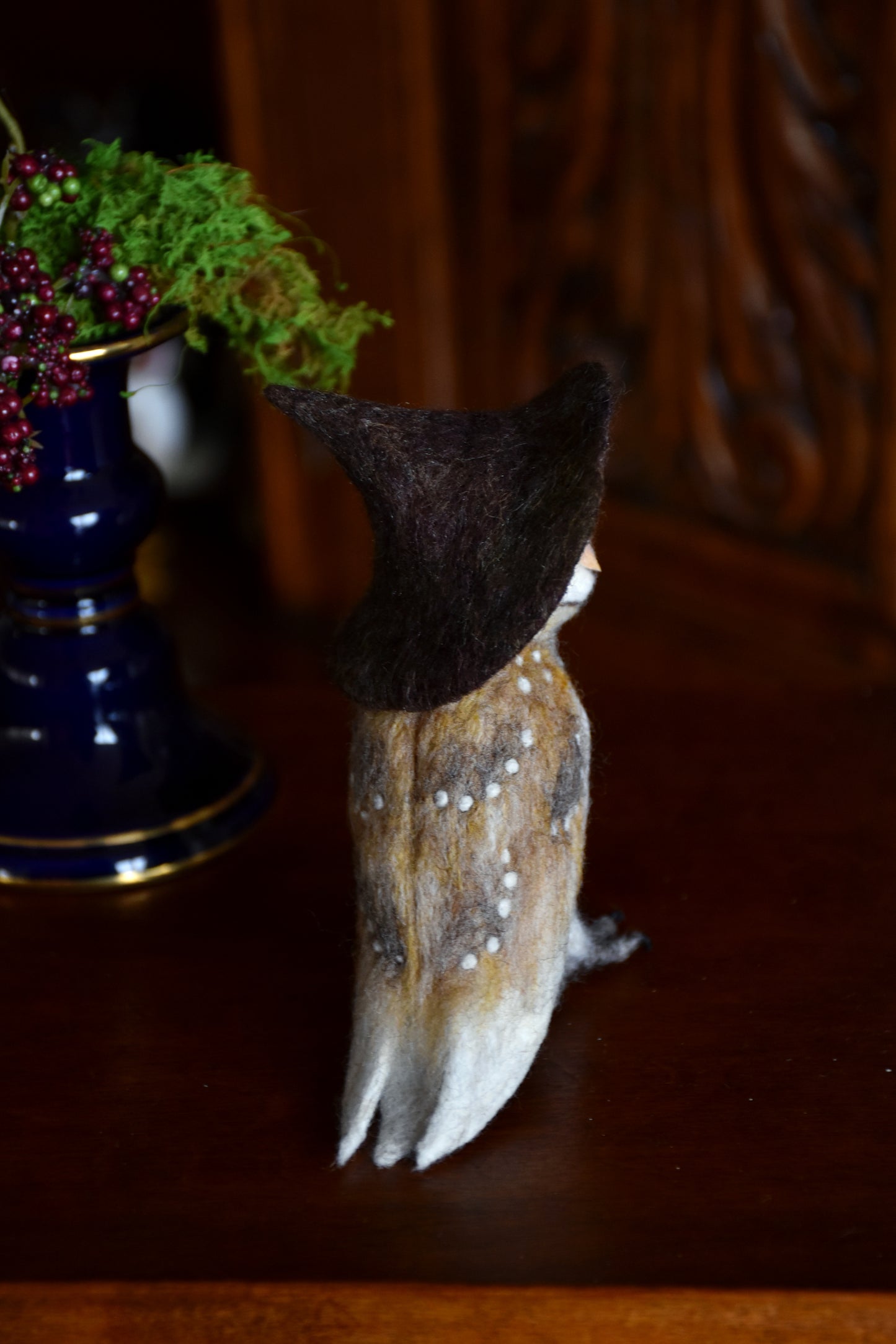 Needle Felted Little Witch  Barn Owl