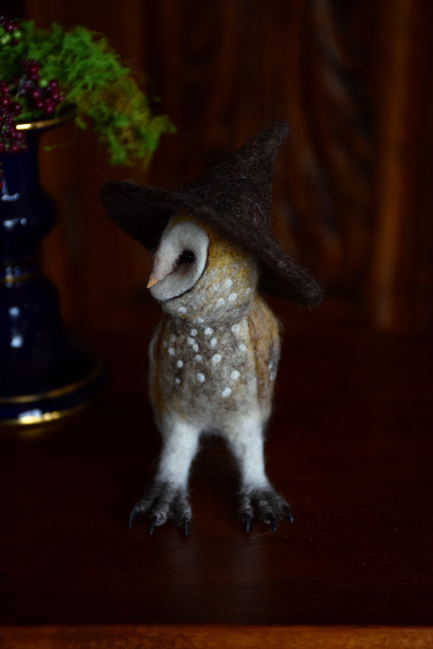 Needle Felted Little Witch  Barn Owl