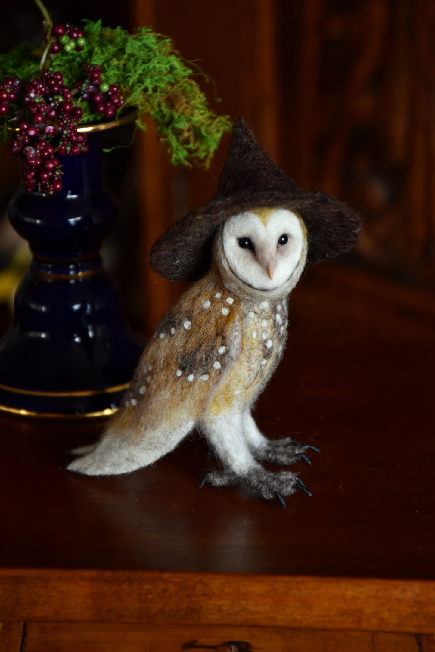 Needle Felted Little Witch  Barn Owl