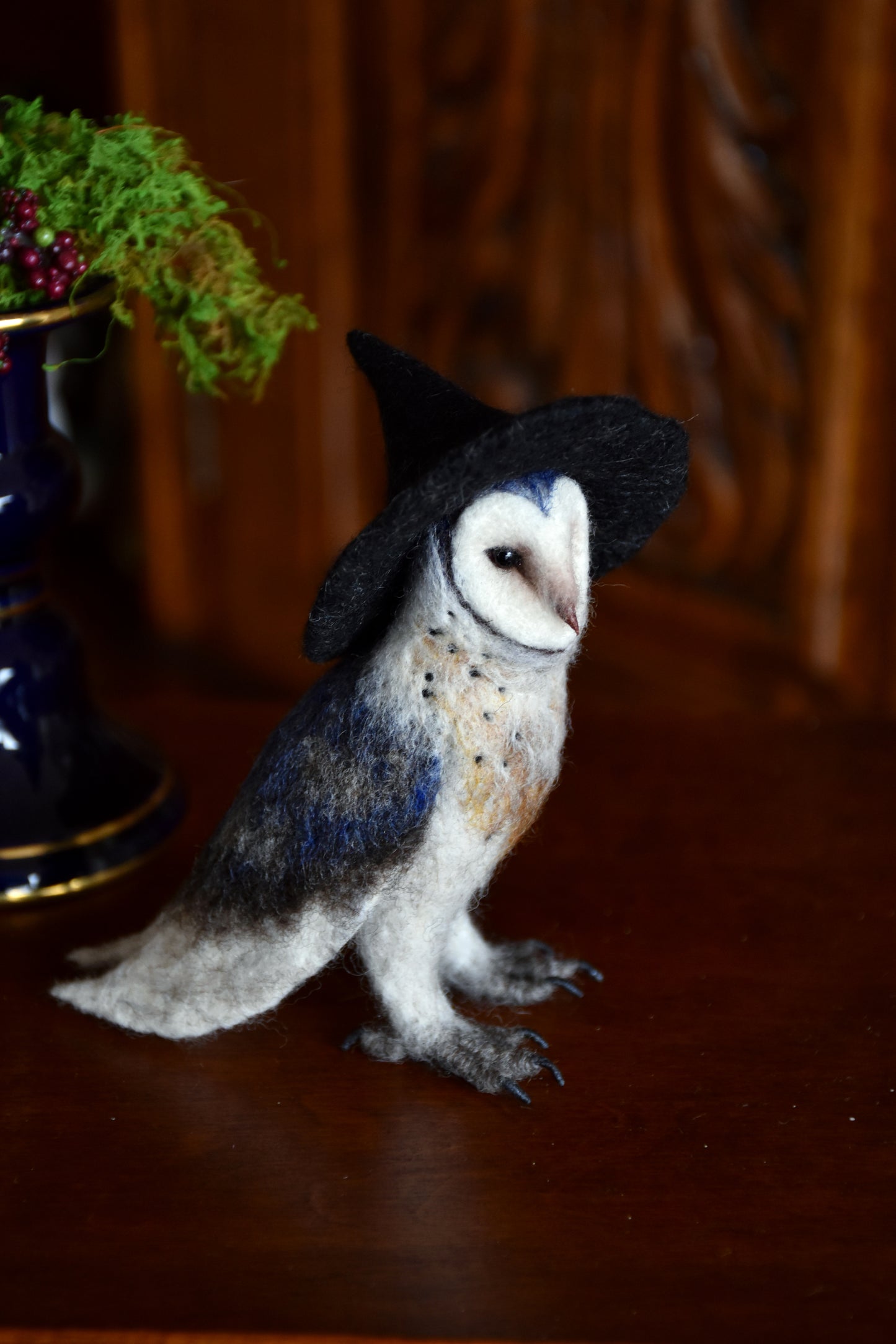 Needle Felted Little Witch  Barn Owl