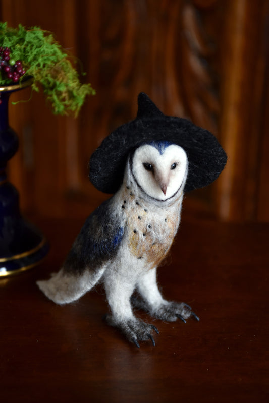 Needle Felted Little Witch  Barn Owl