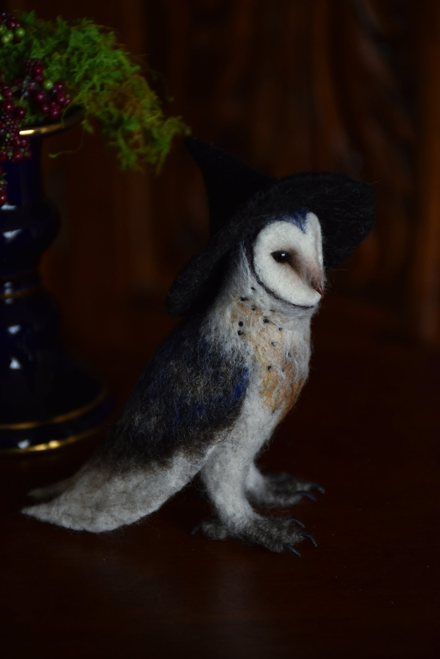 Needle Felted Little Witch  Barn Owl