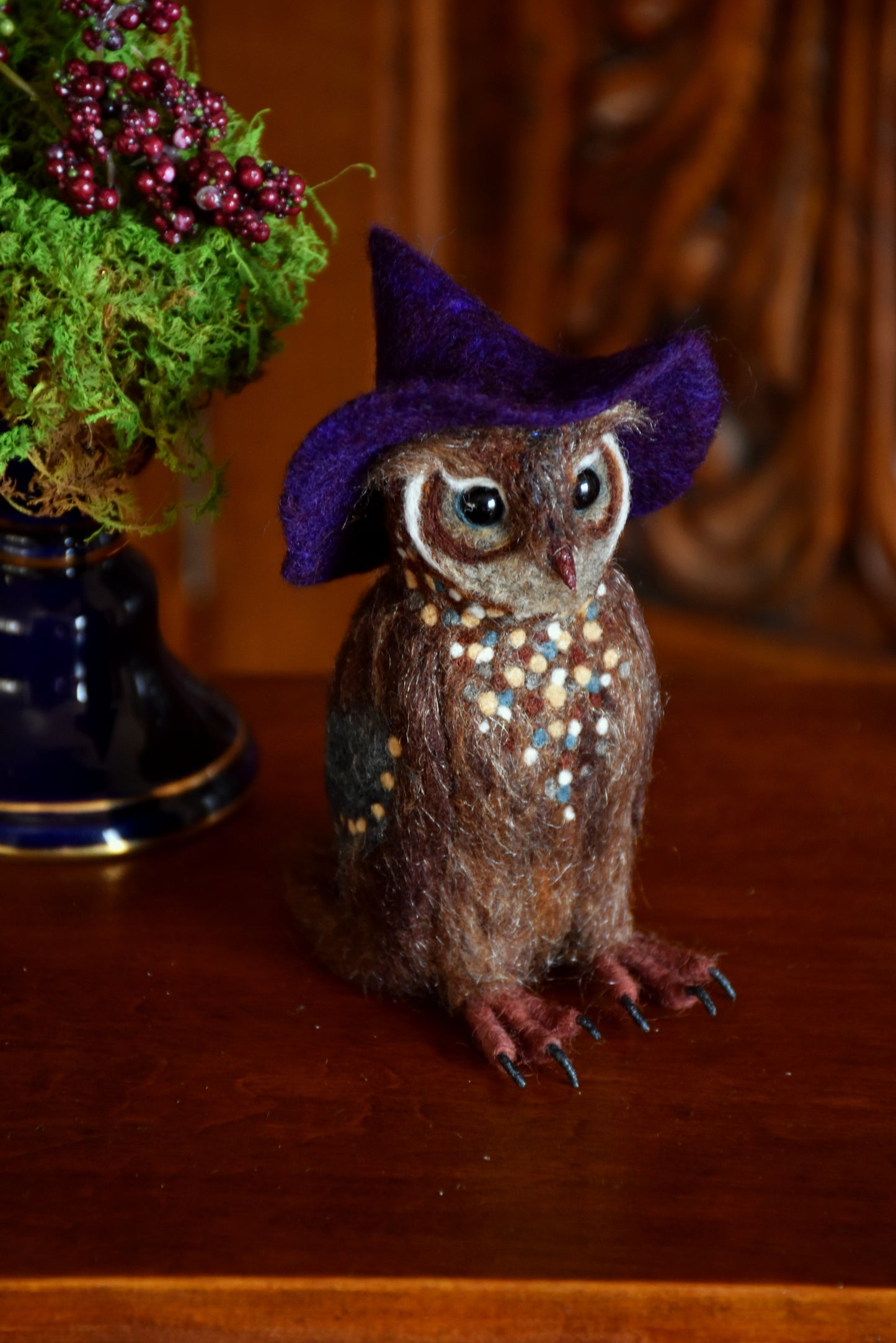 Needle Felted Little Owl Witch