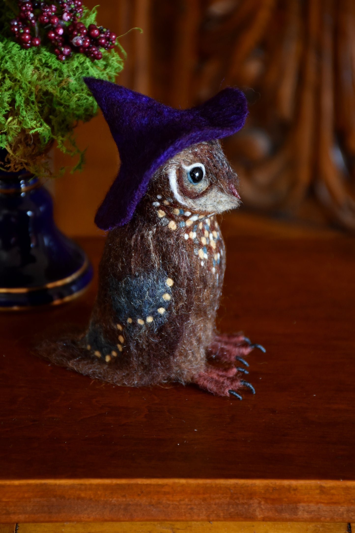 Needle Felted Little Owl Witch