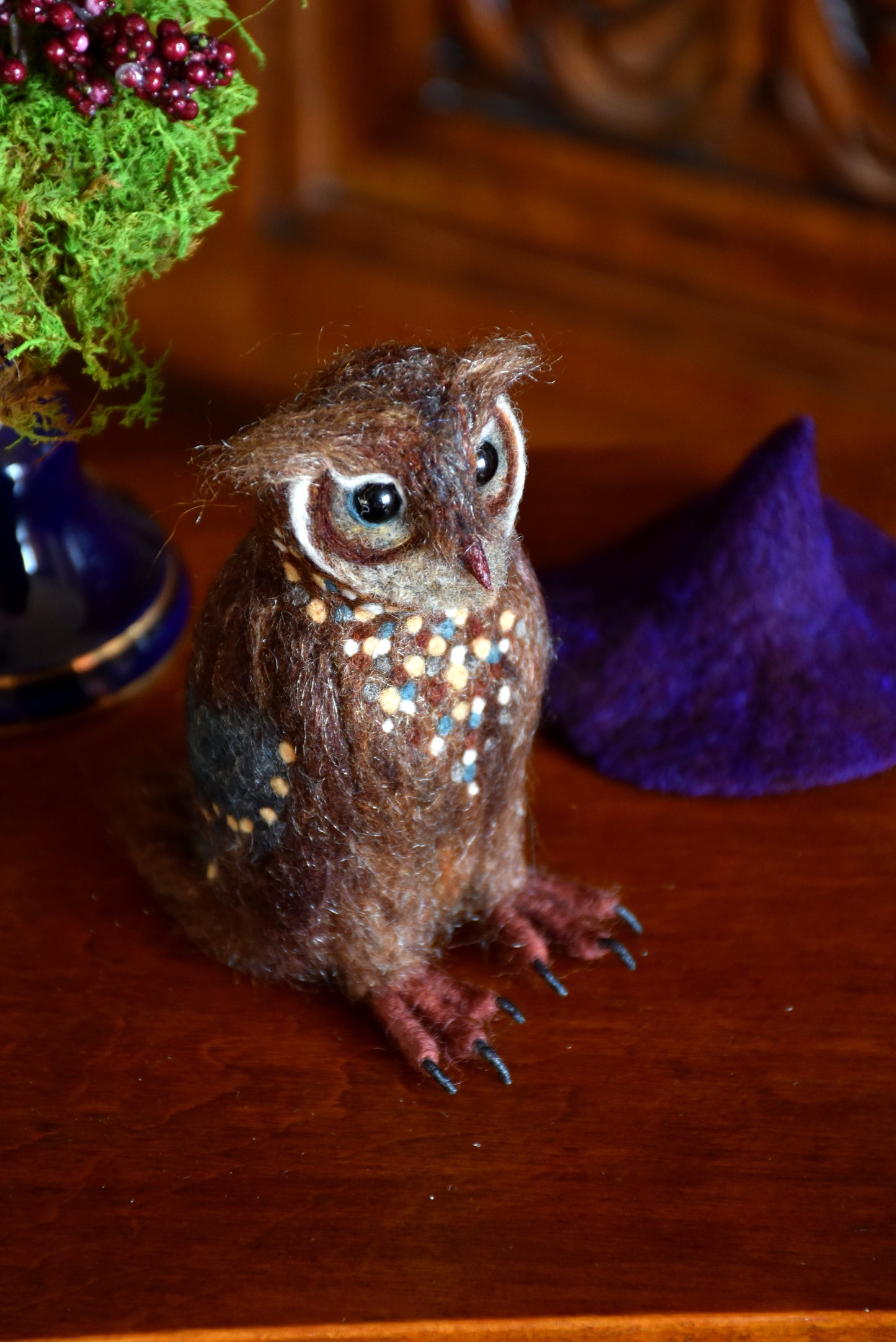 Needle Felted Little Owl Witch