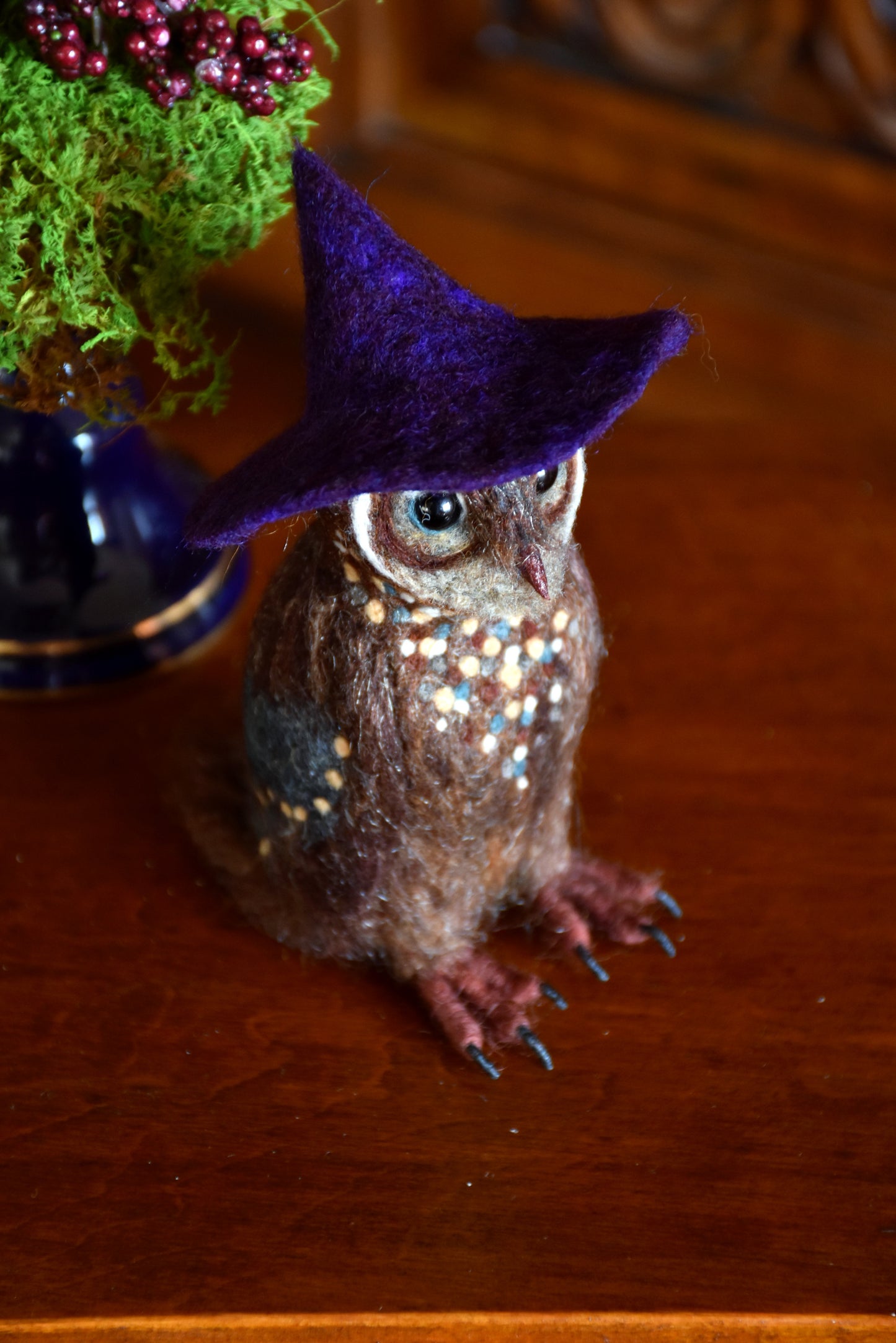 Needle Felted Little Owl Witch