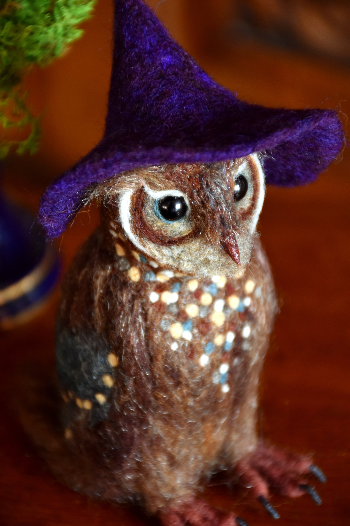 Needle Felted Little Owl Witch