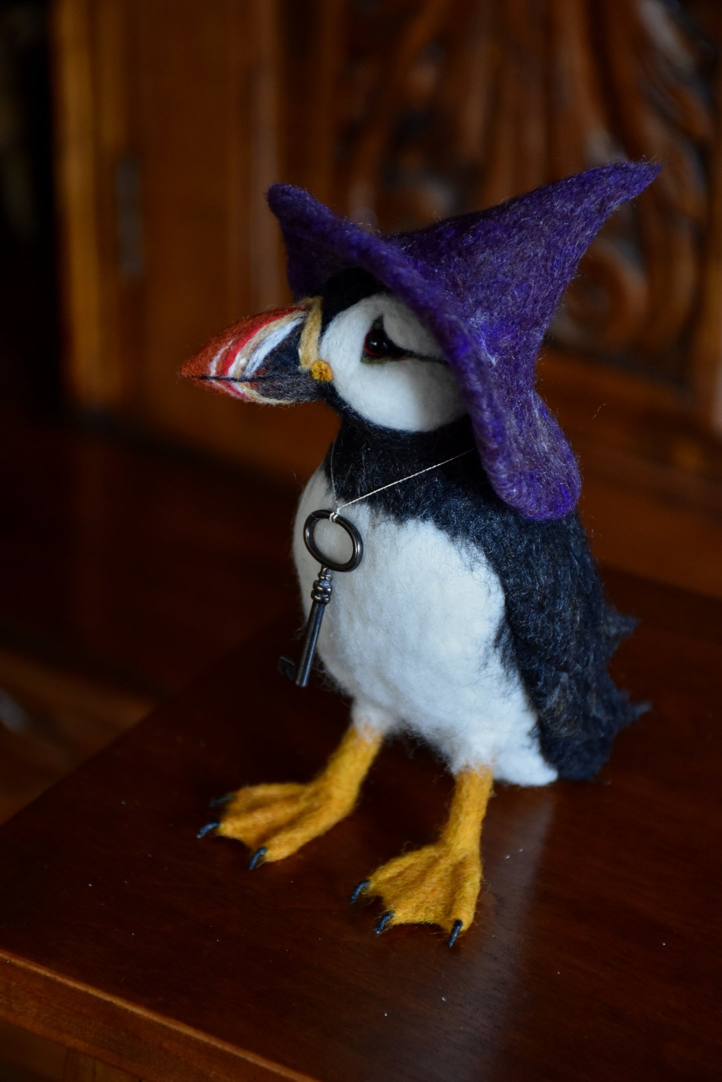 Needle Felted Puffin Witch