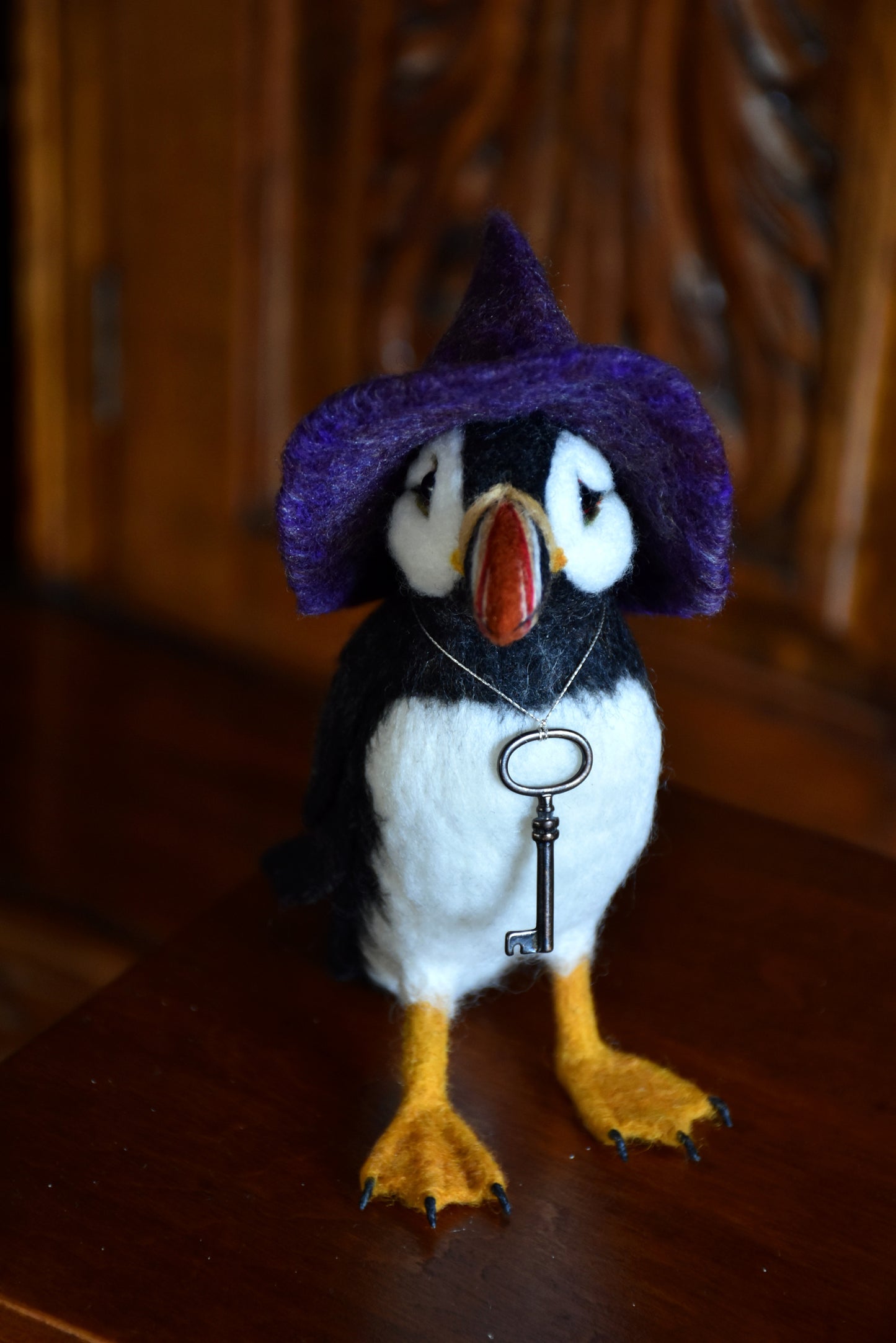 Needle Felted Puffin Witch