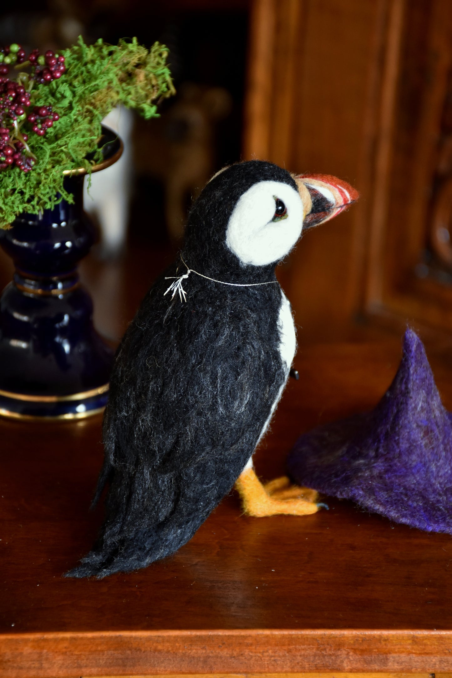 Needle Felted Puffin Witch