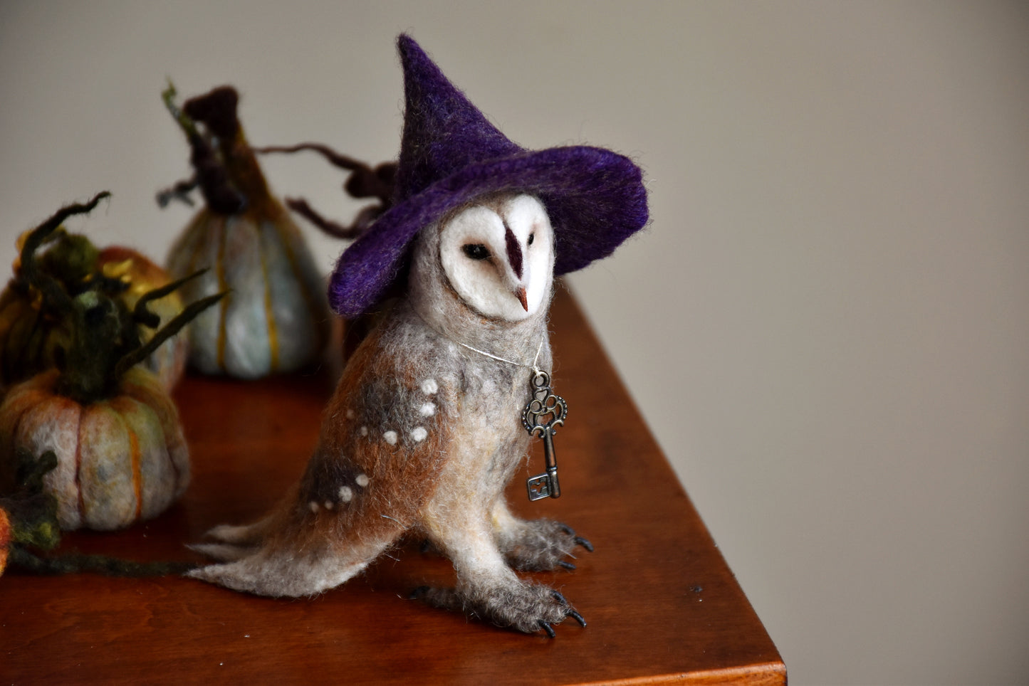 Needle Felted Little Witch  Barn Owl