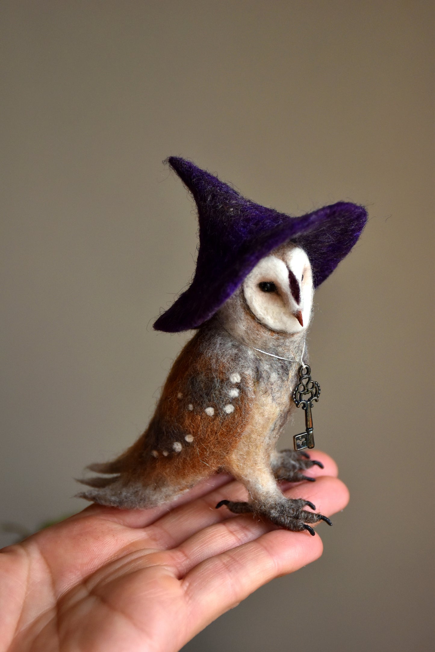 Needle Felted Little Witch  Barn Owl