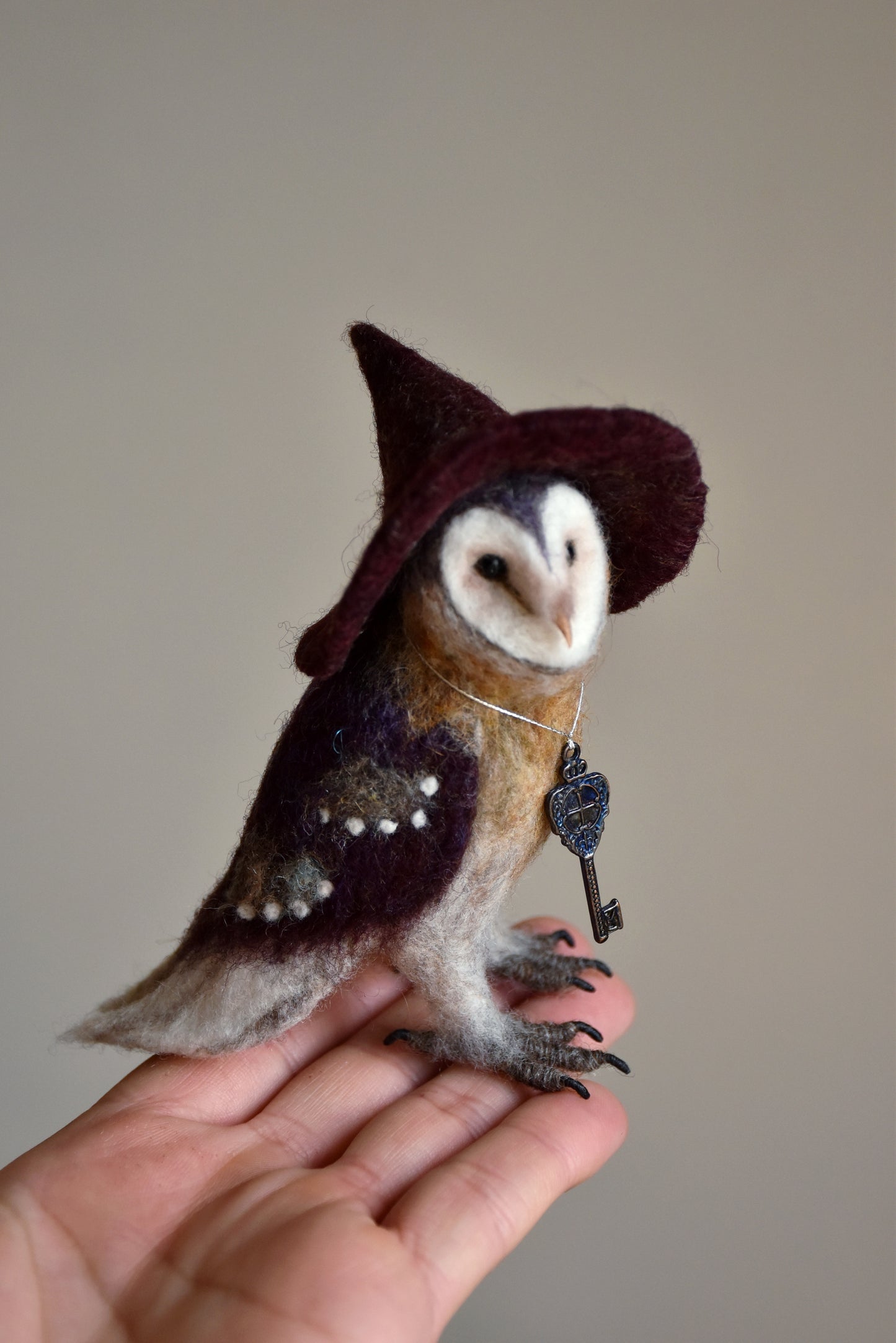 Needle Felted Little Witch  Barn Owl