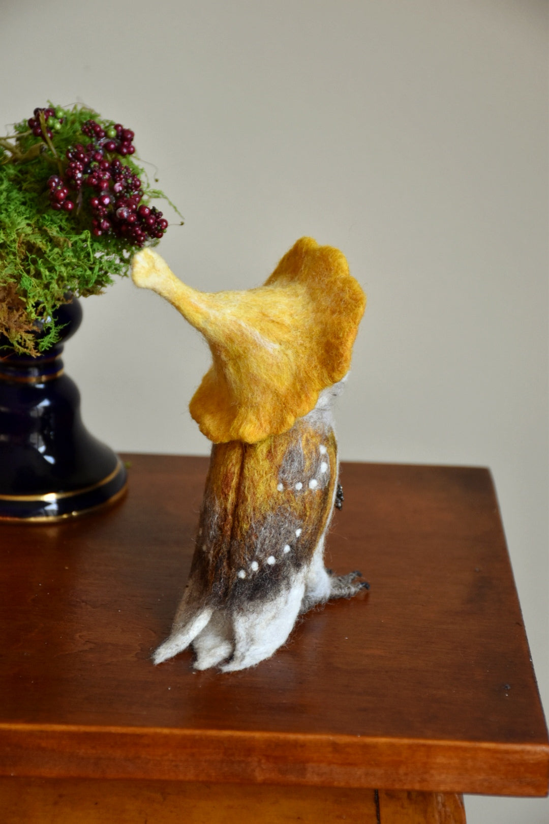 Needle Felted Little Barn Owl with Chanterelle