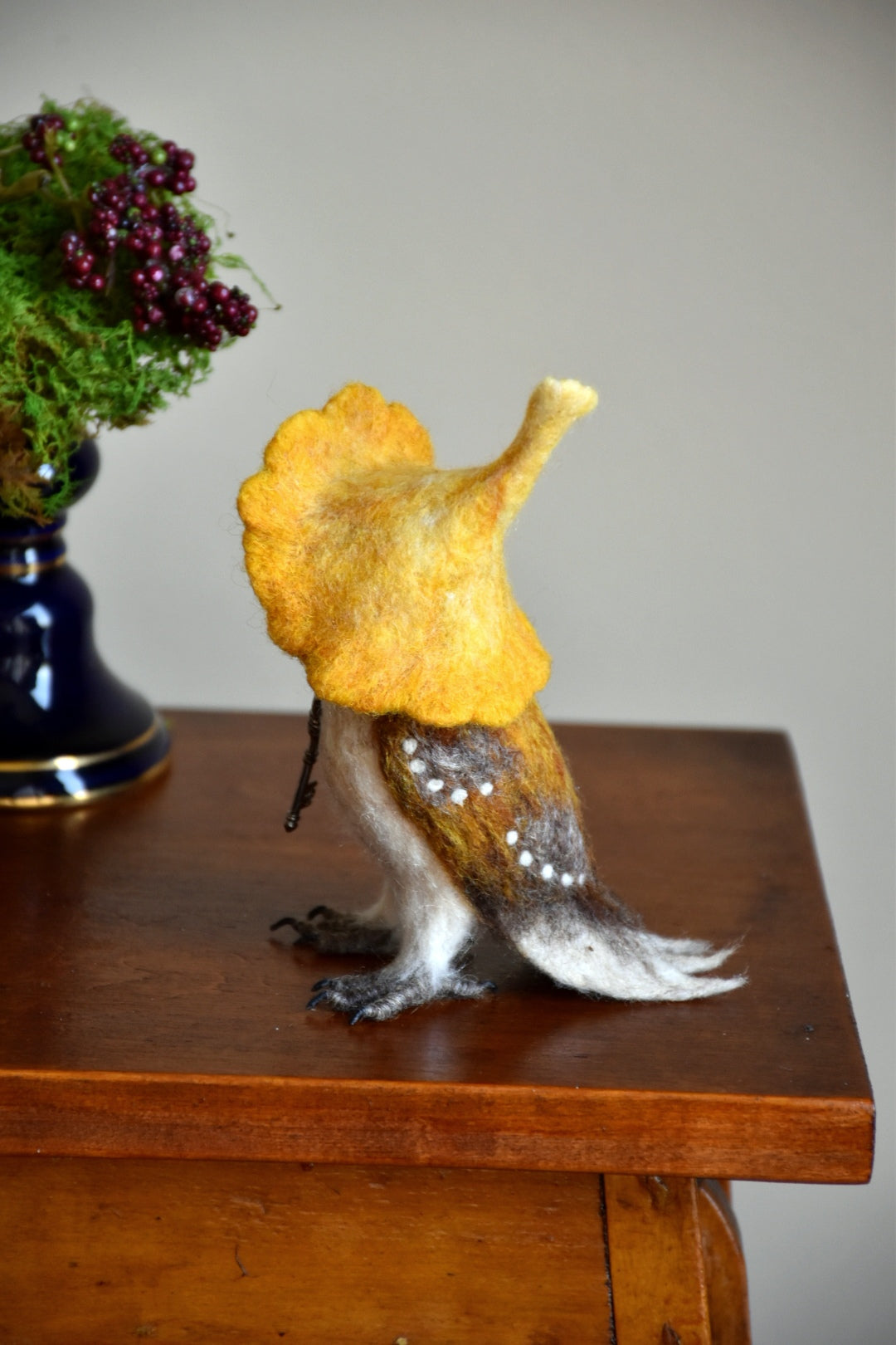 Needle Felted Little Barn Owl with Chanterelle