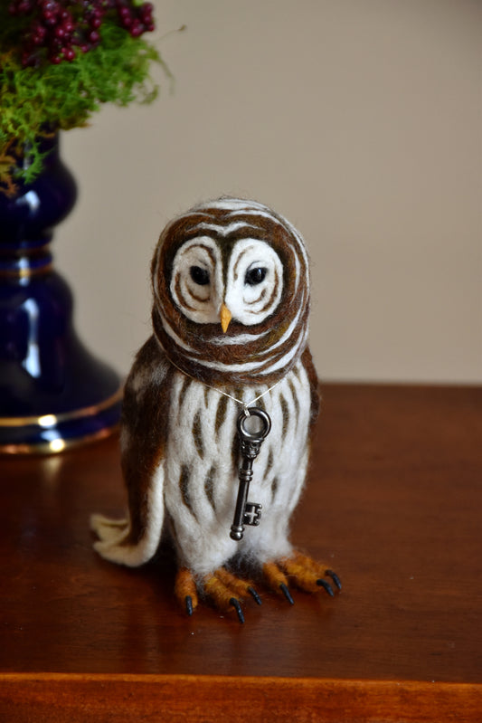 Needle Felted Little Barred Owl