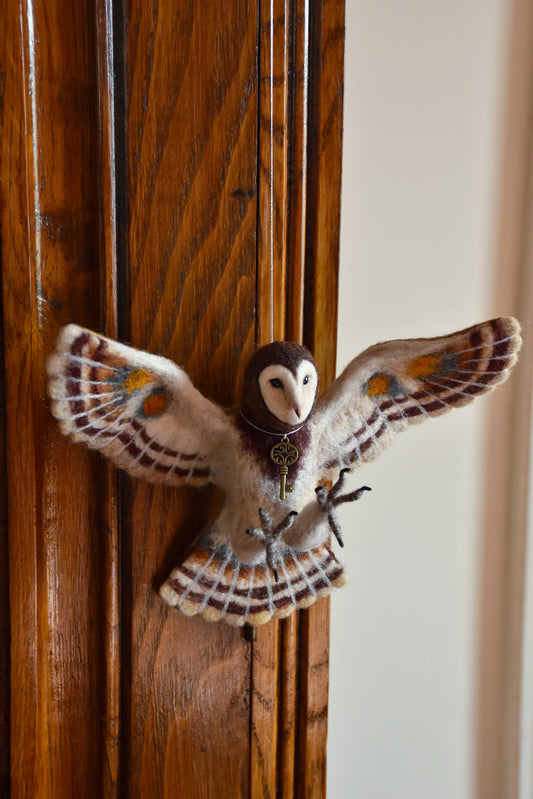 Needle Felted Little Flying Barn Owl