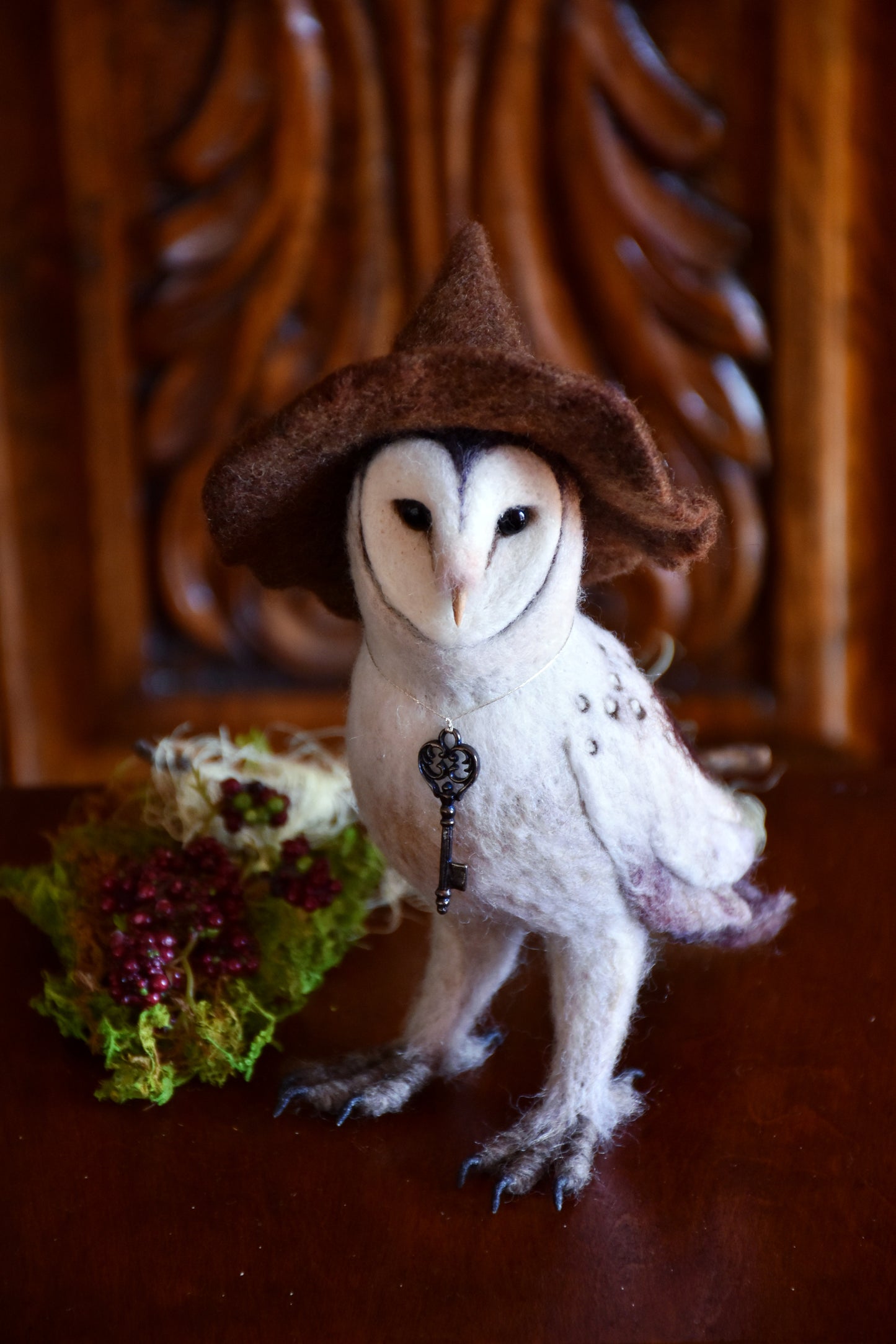 Needle Felted Barn Owl Witch