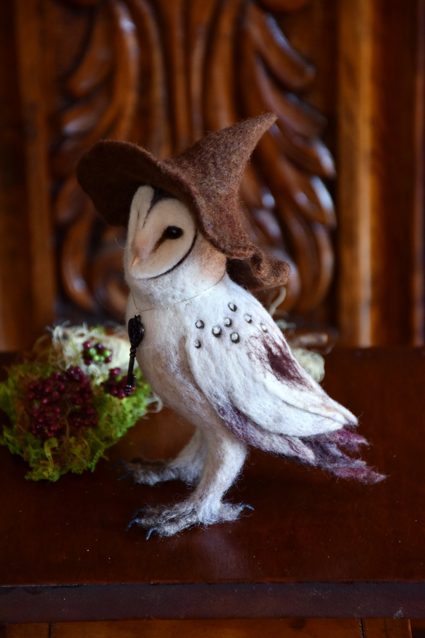 Needle Felted Barn Owl Witch