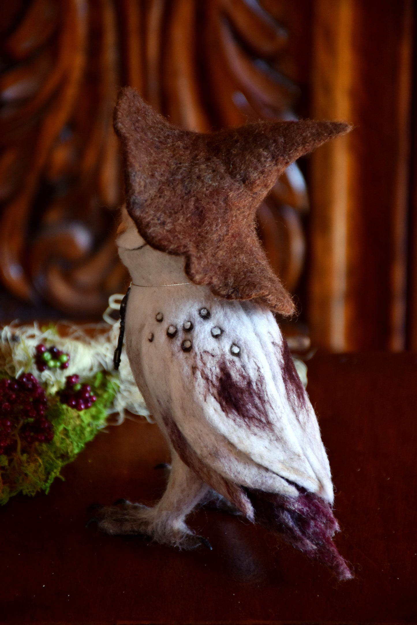 Needle Felted Barn Owl Witch