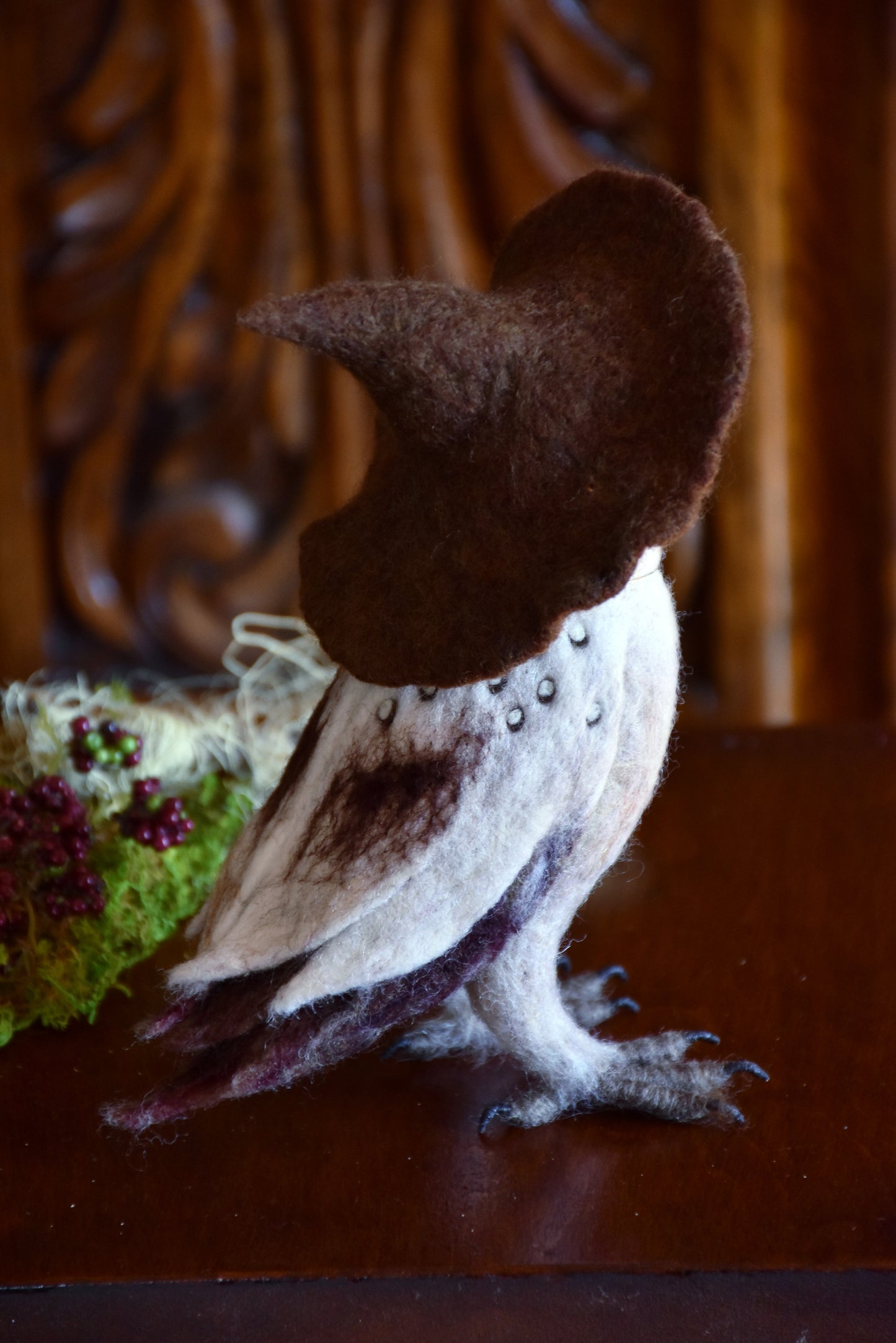 Needle Felted Barn Owl Witch