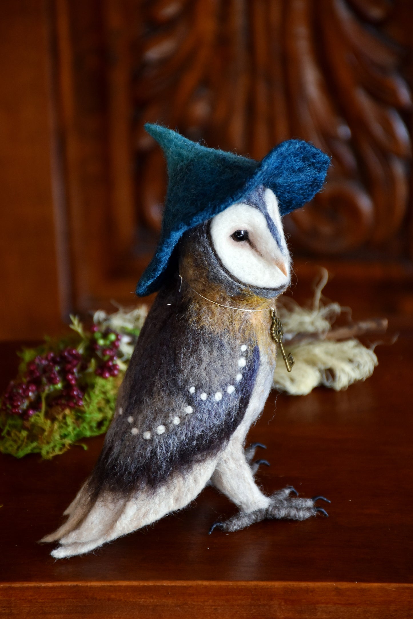 Needle Felted Barn Owl Witch